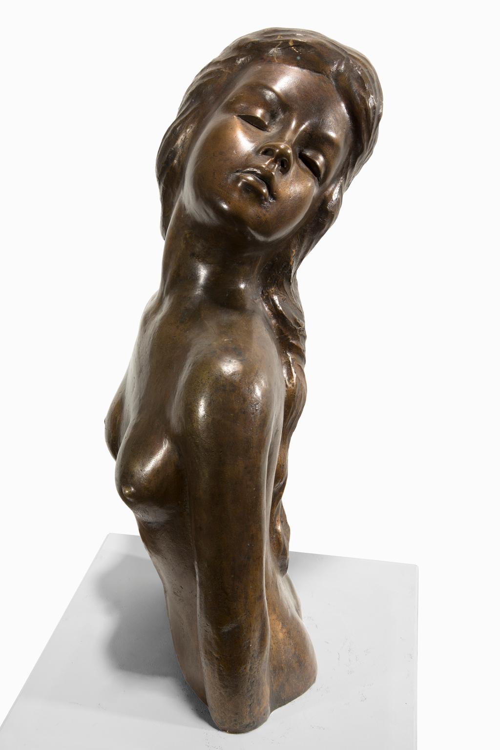 "Bust of a Woman", Patina Bronze, Nude Female, Signature Cast In