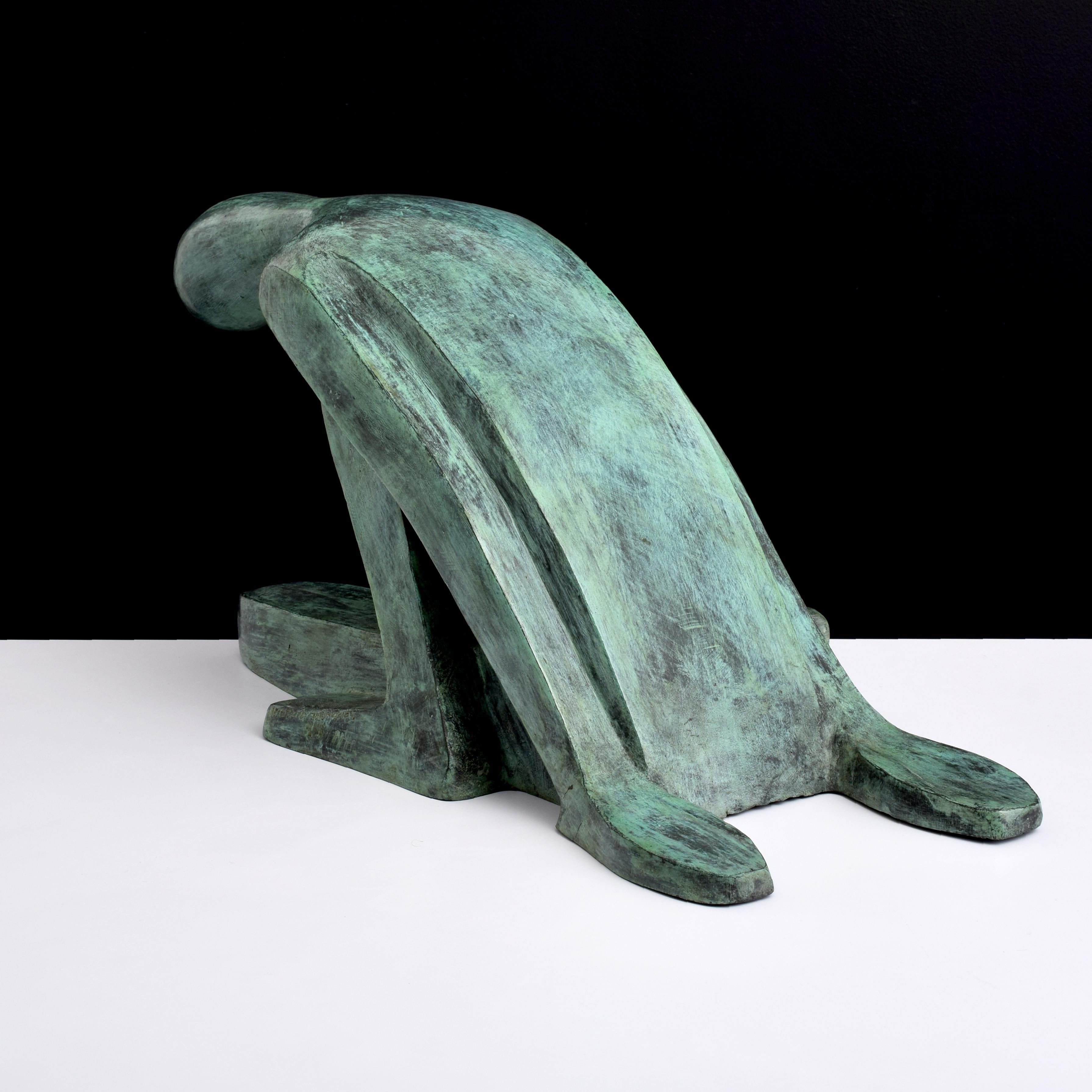 Große Victor Salmones Bronzeskulptur, kniende Figur, 29