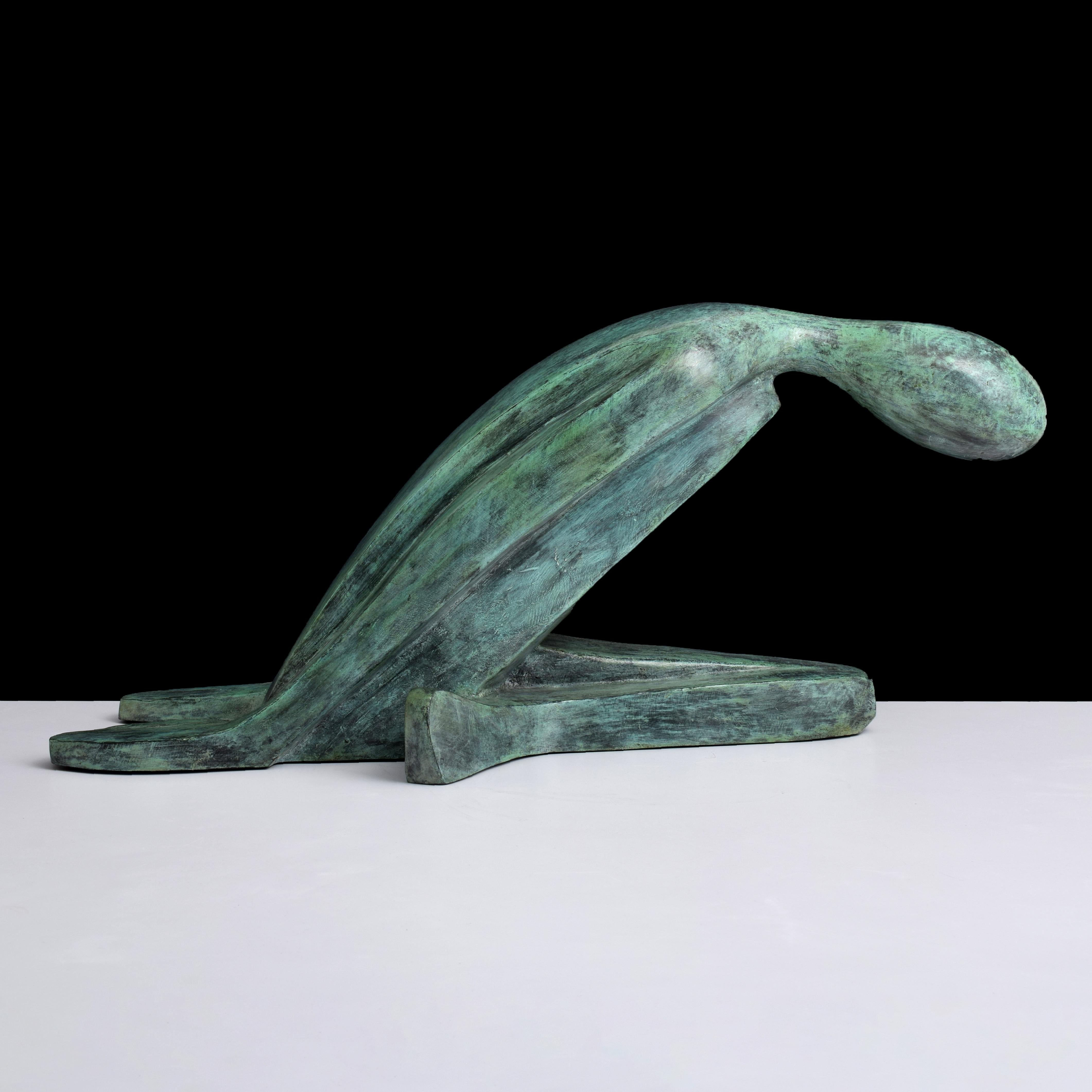 Große Victor Salmones Bronzeskulptur, kniende Figur, 29