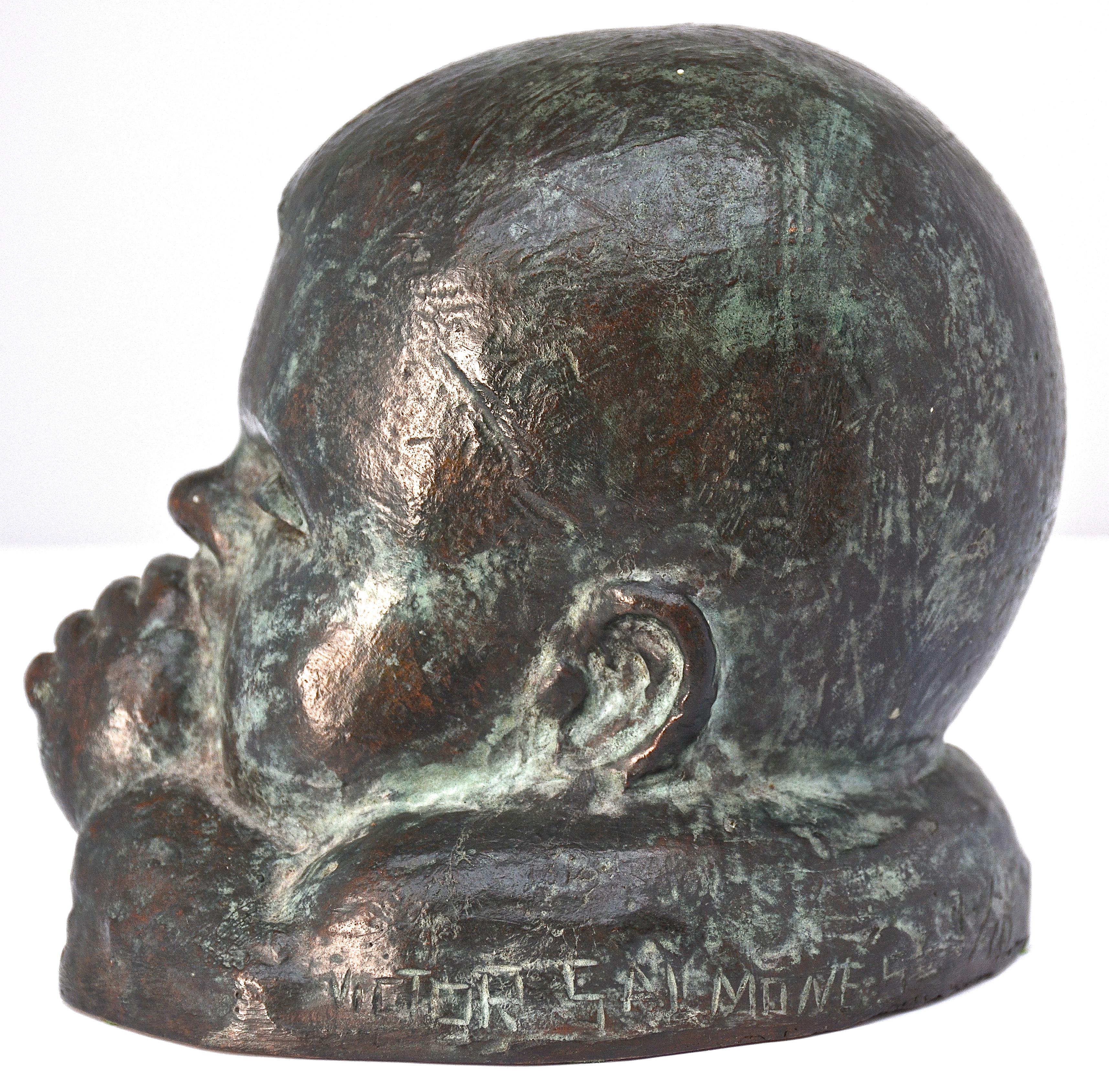 Buste d'un jeune enfant en bronze signé Victor Salmones en vente 5