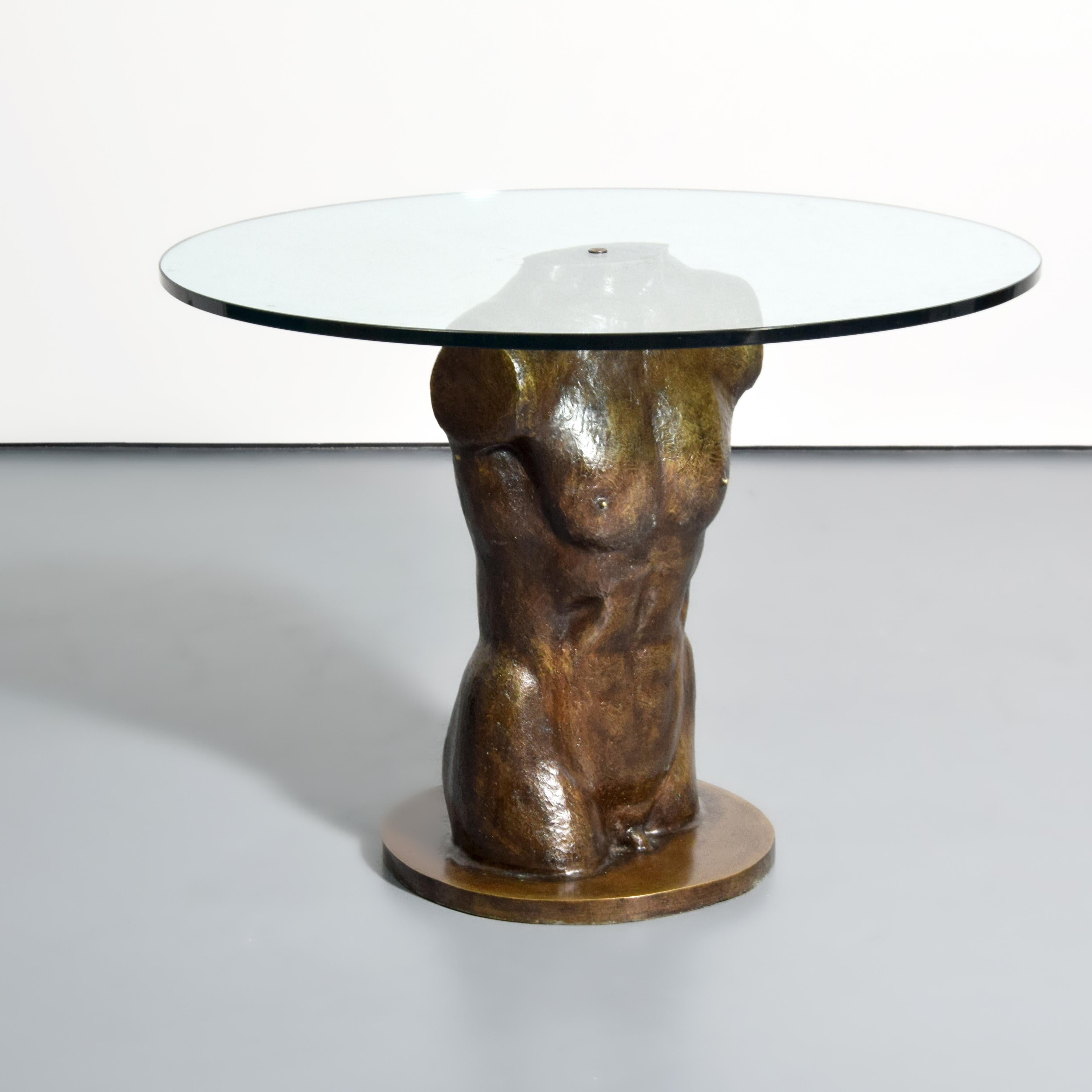 Mexicain Table de salle à manger sculpturale Victor Salmones Torso en bronze en vente