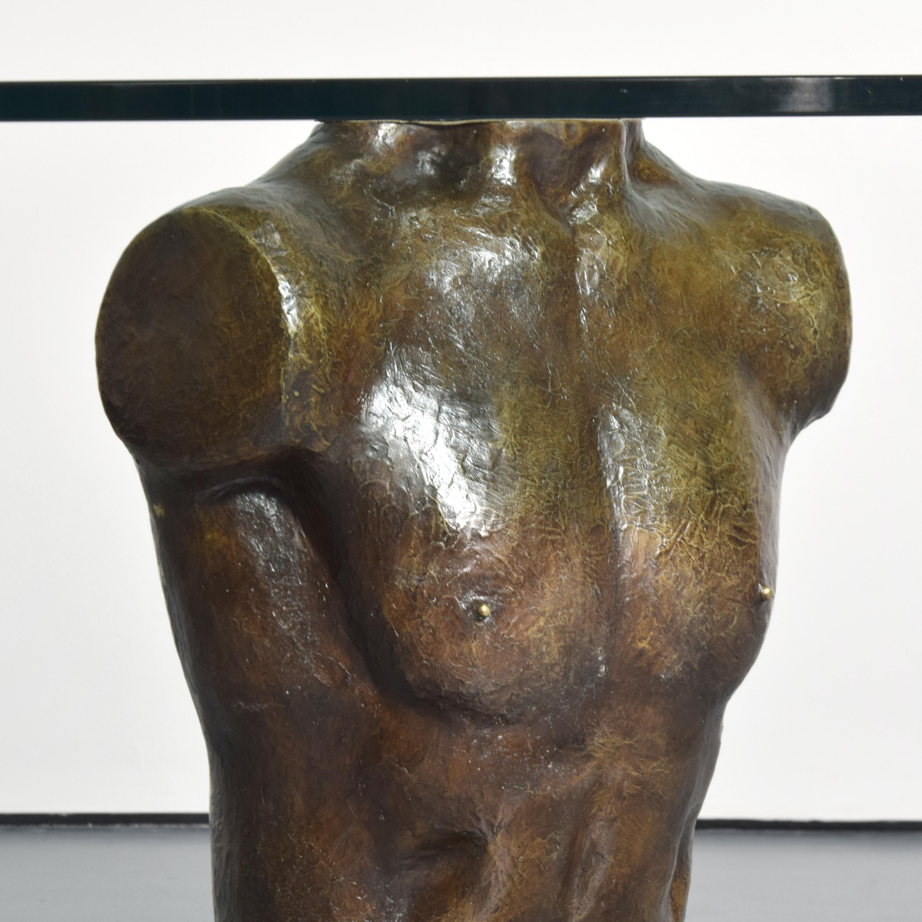 Mexican Victor Salmones “Torso” Bronze Sculptural Dining Table For Sale