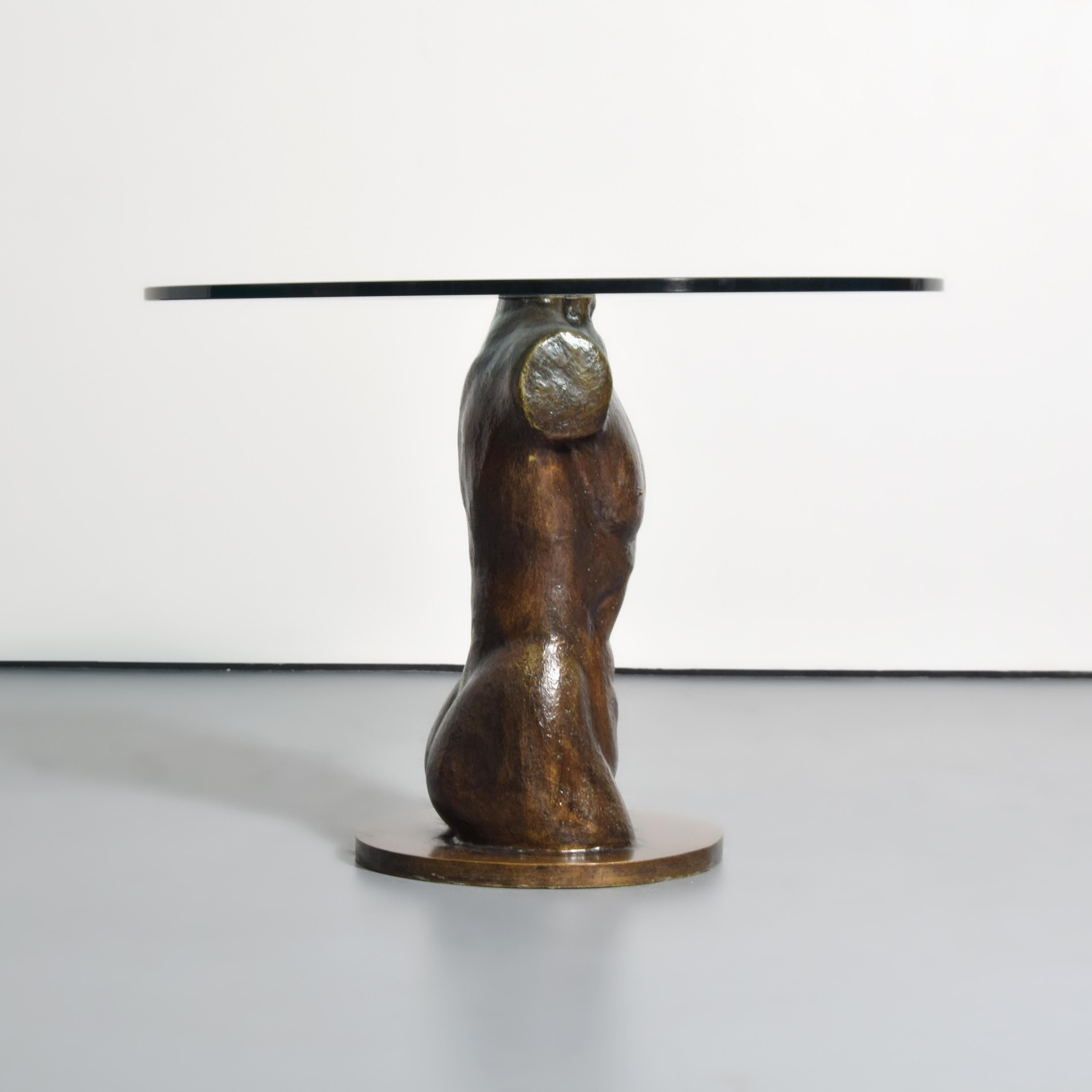 20th Century Victor Salmones “Torso” Bronze Sculptural Dining Table For Sale