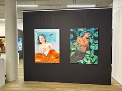 Lost and found- 21st Century Contemporary Painting of  a man laying down