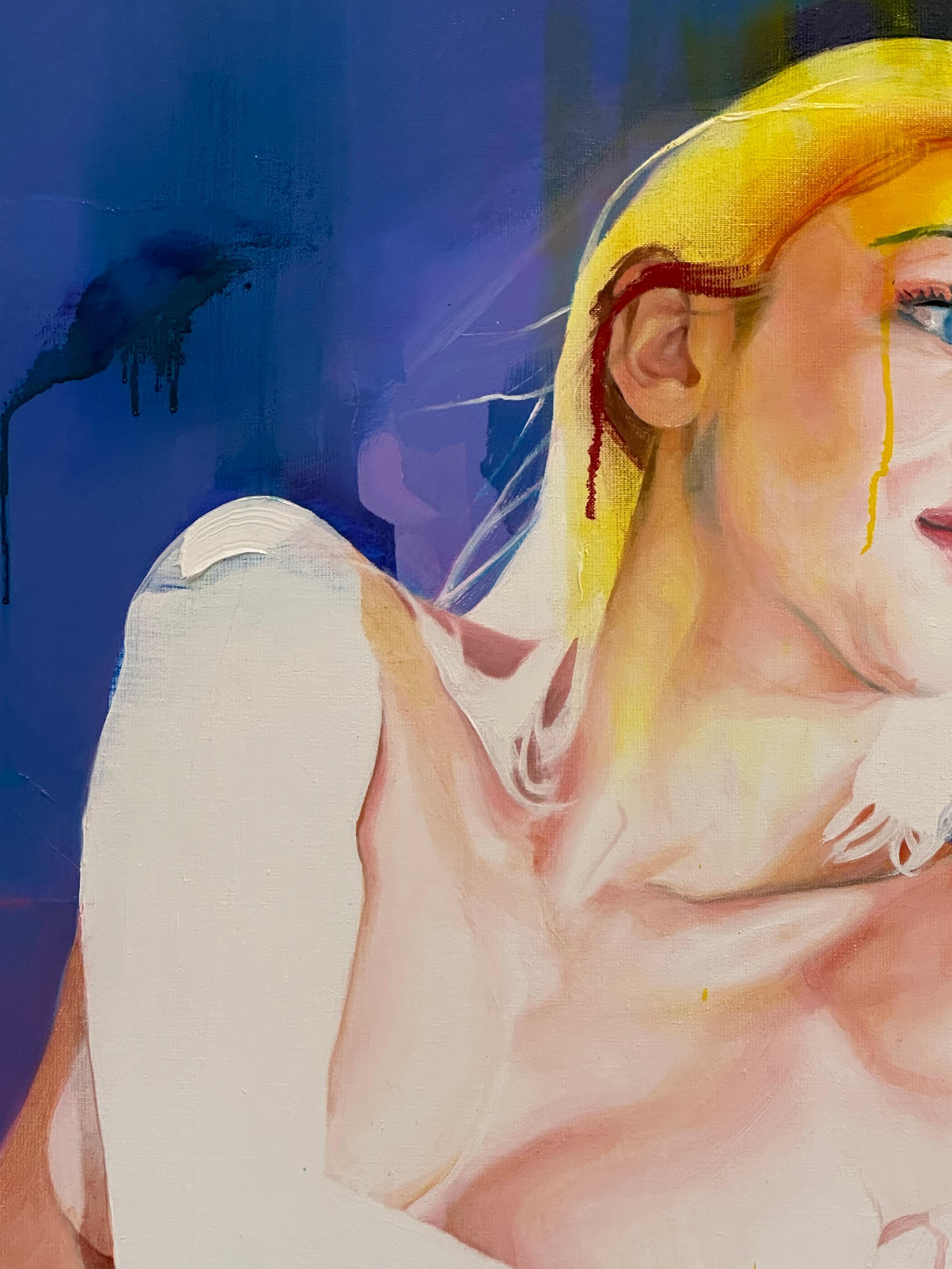 Yesterday's Present- 21st Century Contemporary Painting of  a blond woman For Sale 3