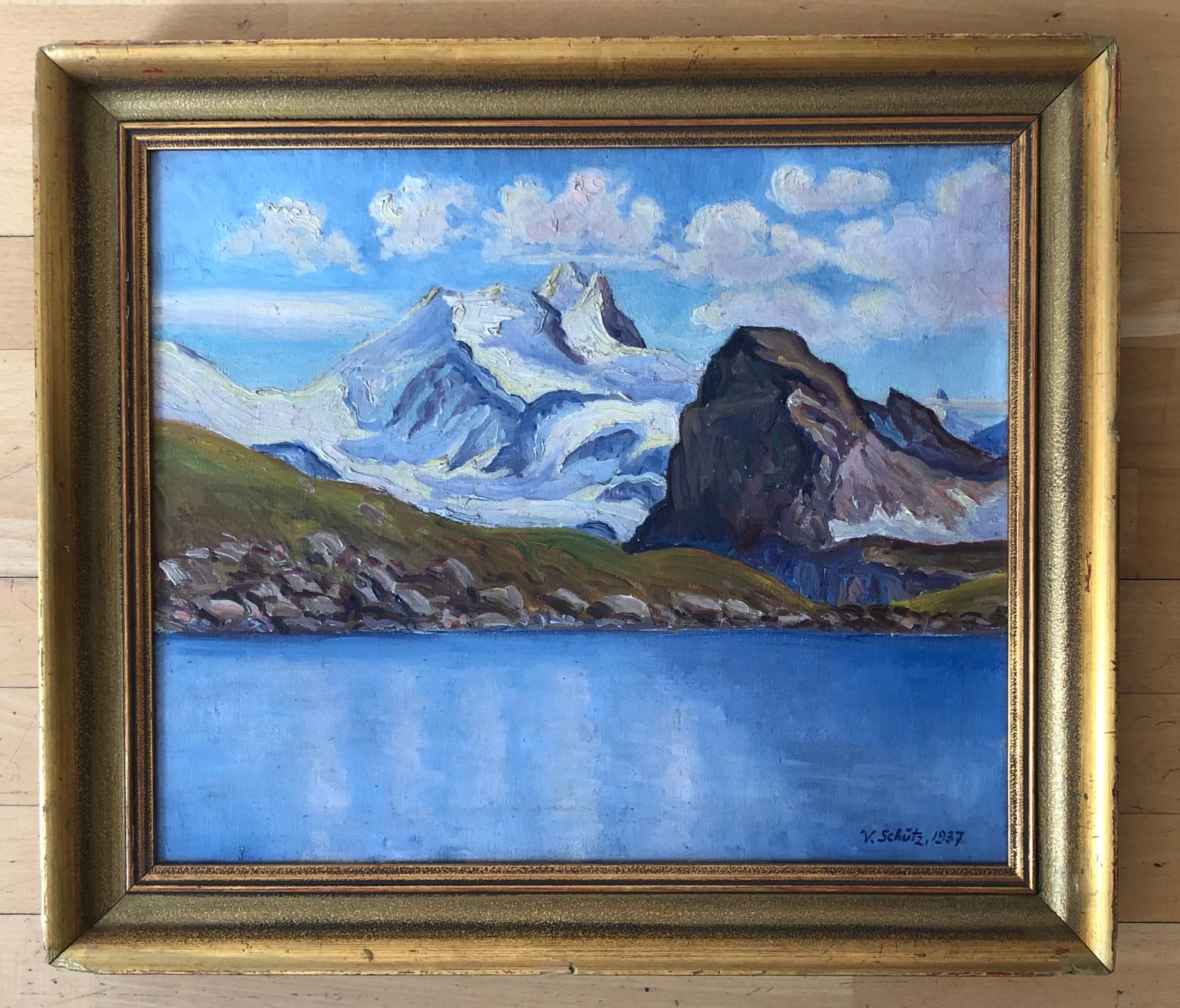 Mountain lake - Painting by Victor Schütz