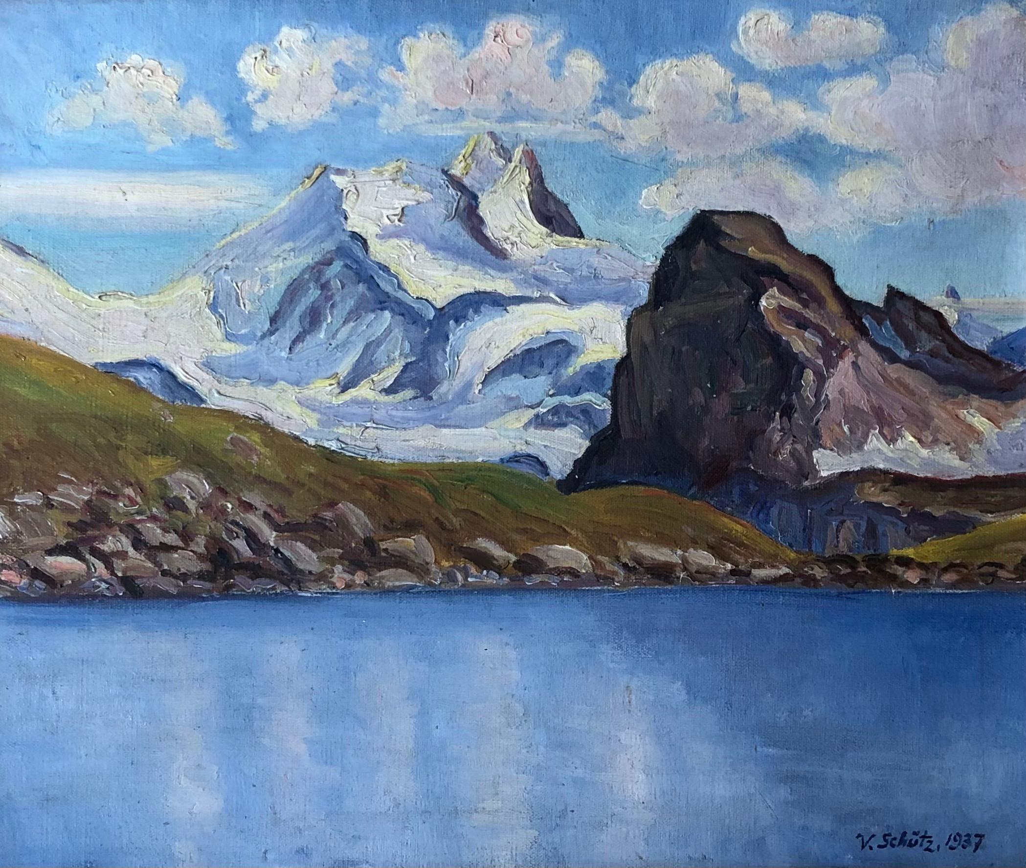 Victor Schütz Landscape Painting - Mountain lake