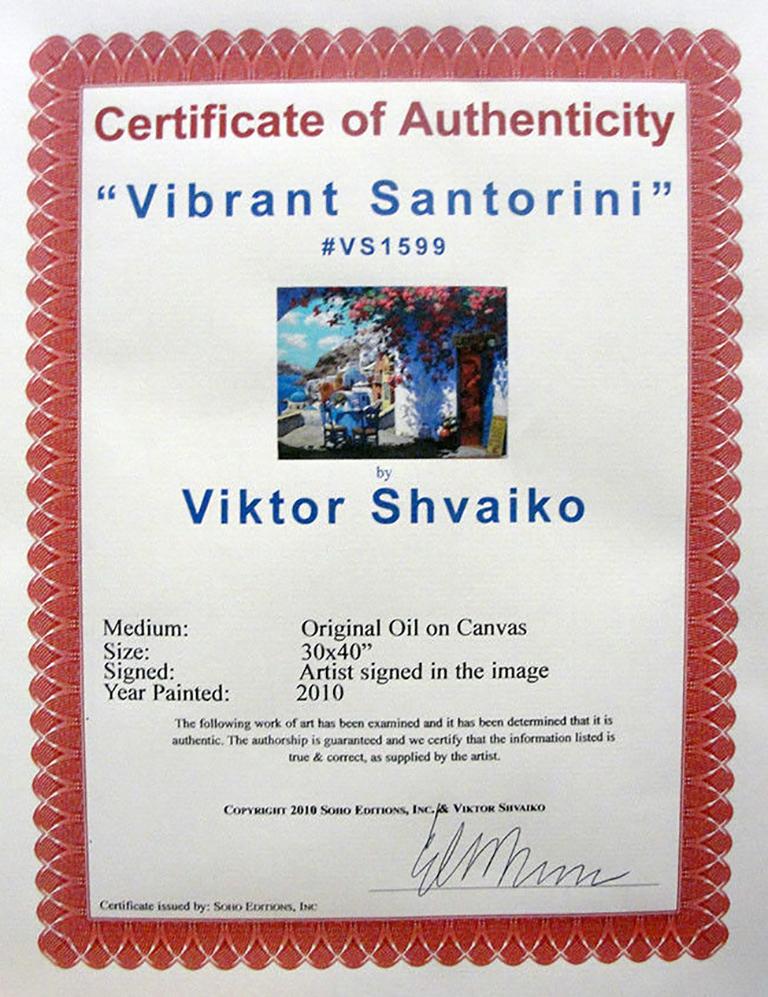 VIBRANT SANTORINI - Painting by Viktor Shvaiko