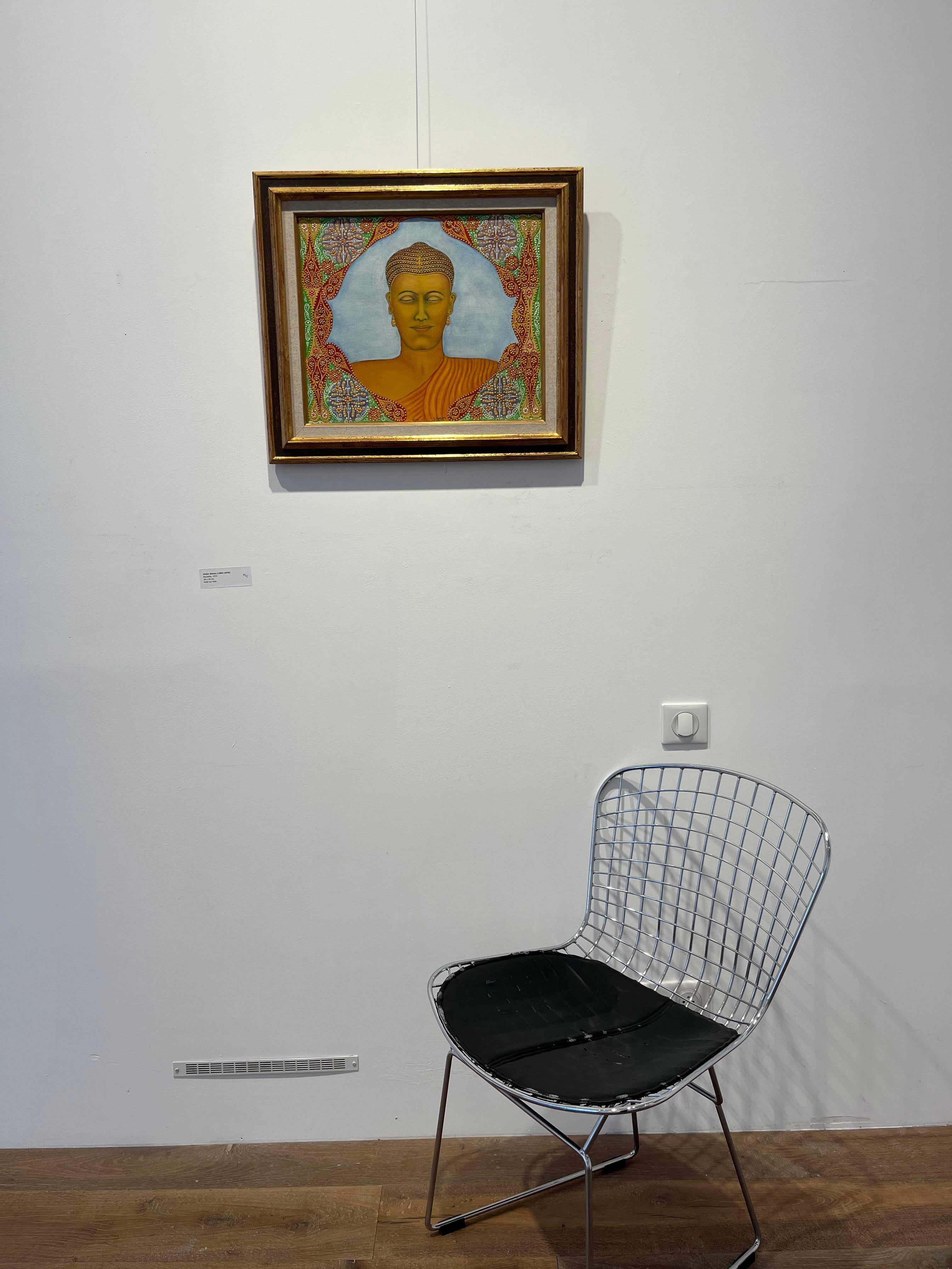 Bouddha - Marron Figurative Painting par Victor Simon