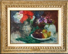 Belgian Post Impressionist Oil Painting of Flowers Victor Simonin Fauvist Master