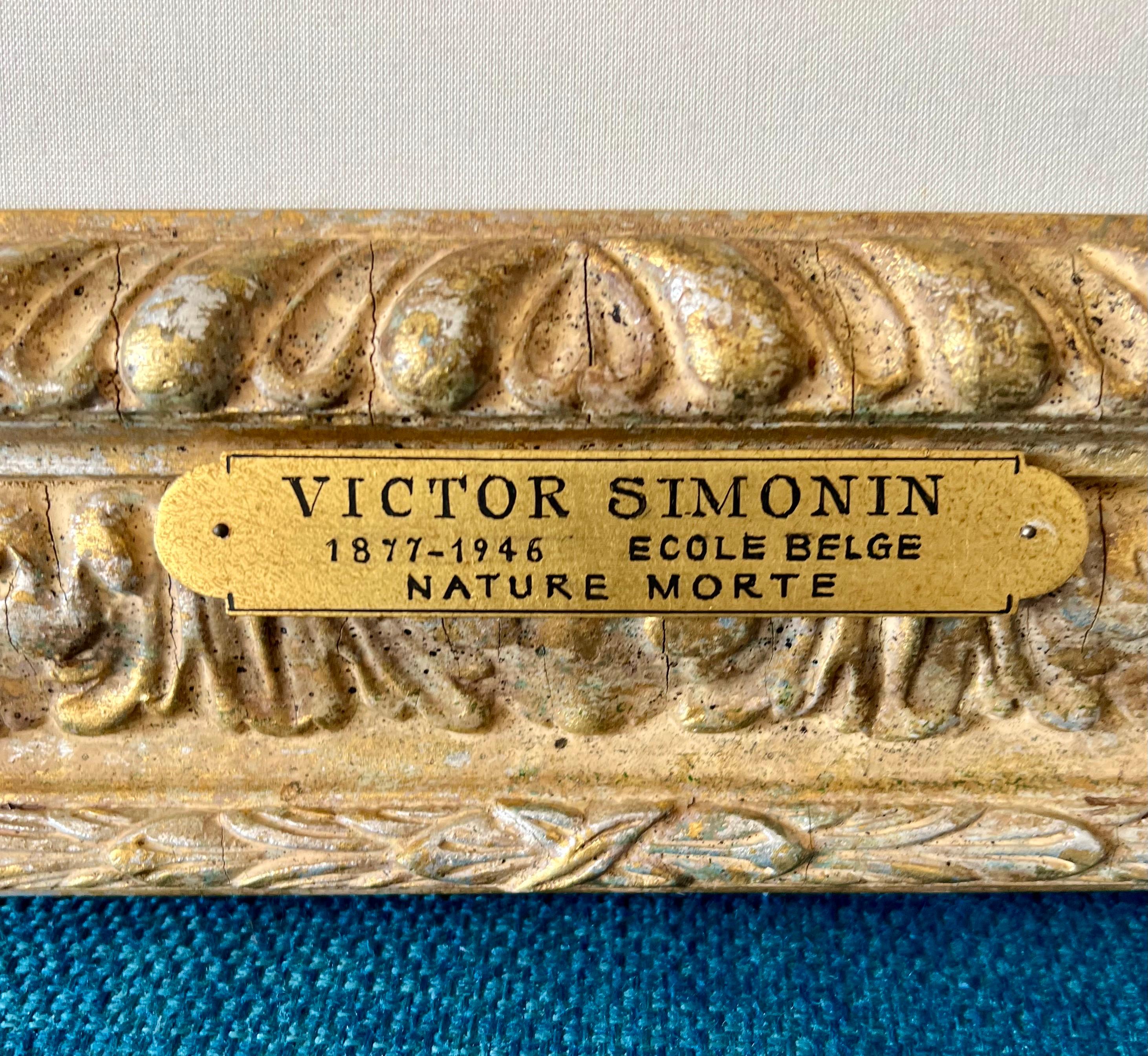 Pintura al óleo belga postimpresionista de flores Victor Simonin Maestro fauvista en venta 2
