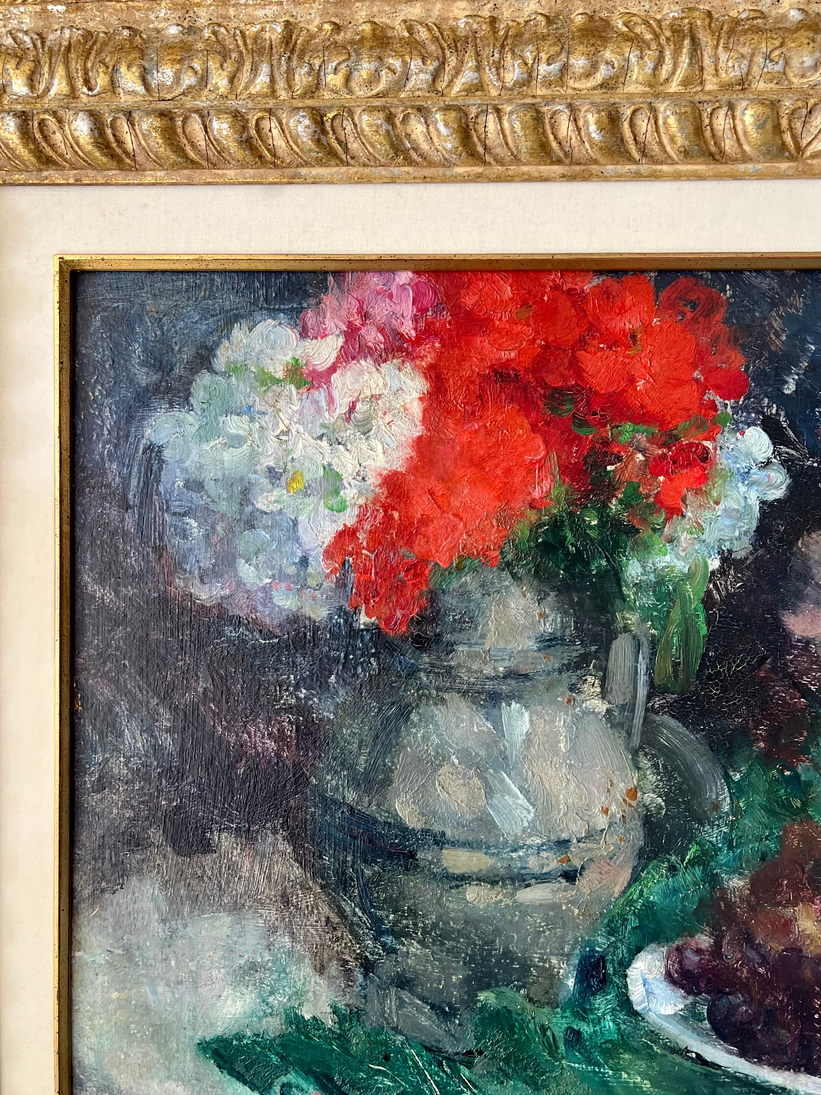 Pintura al óleo belga postimpresionista de flores Victor Simonin Maestro fauvista en venta 4
