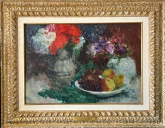 Peinture à l'huile post-impressionniste belge représentant des fleurs Victor Simonin, maître fauviste