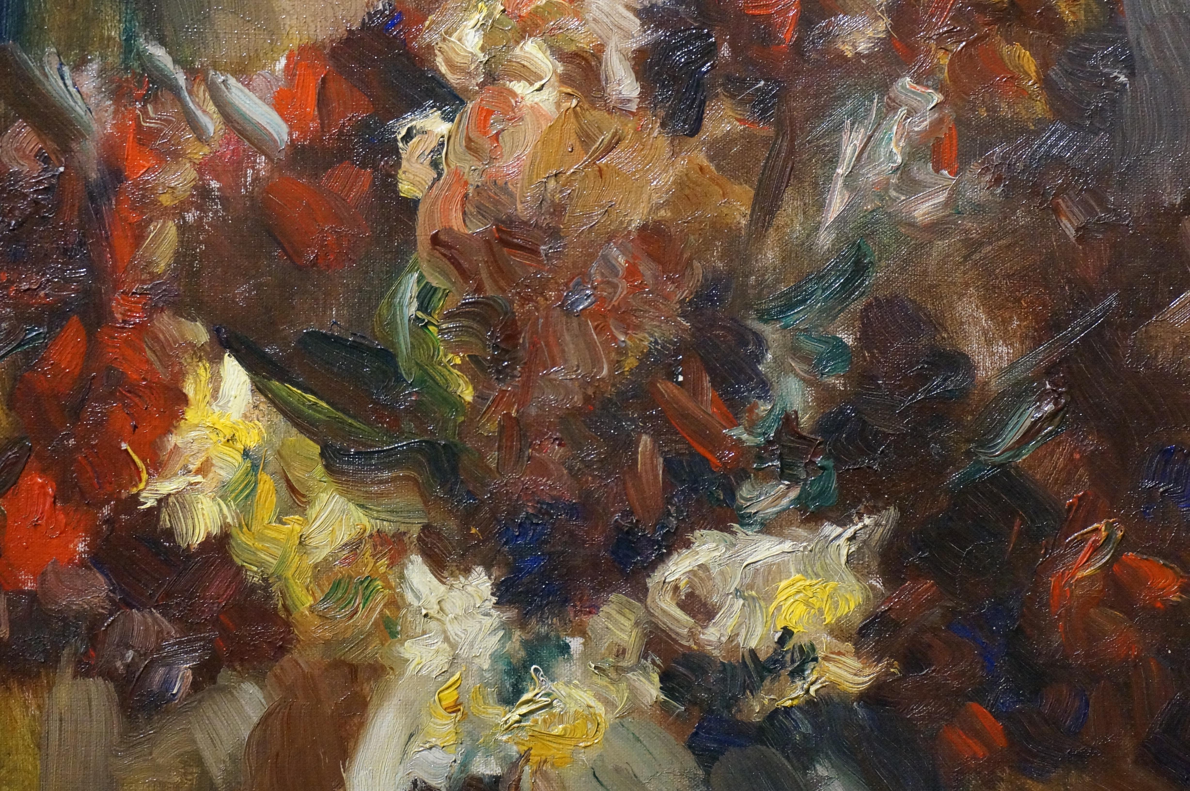 Flower stil-life painting, Vicor Simonin, impressionist, oil on canvas For Sale 1