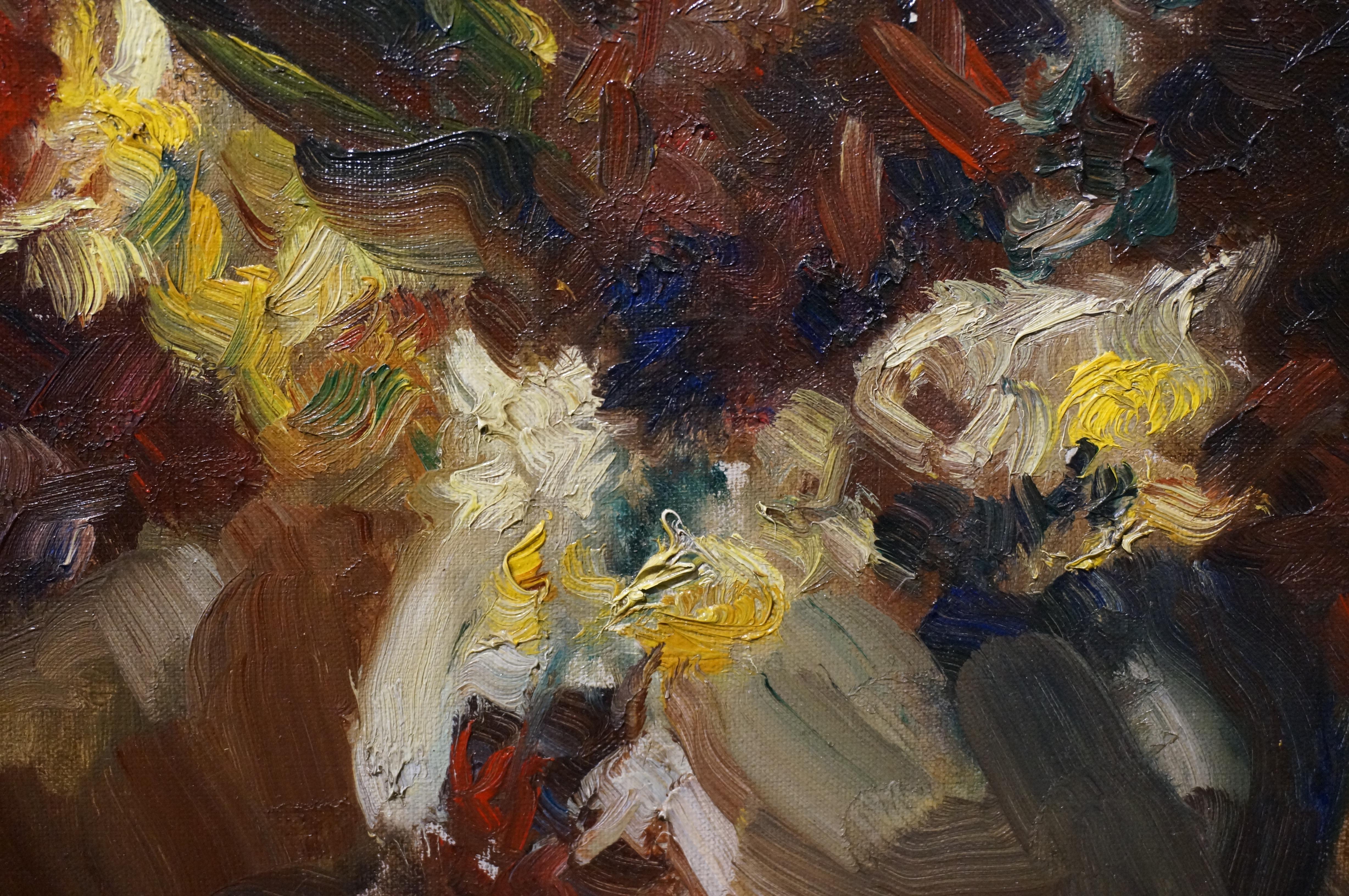 Peinture de style Stil-life de fleurs, Vicor Simonin, impressionniste, huile sur toile en vente 3