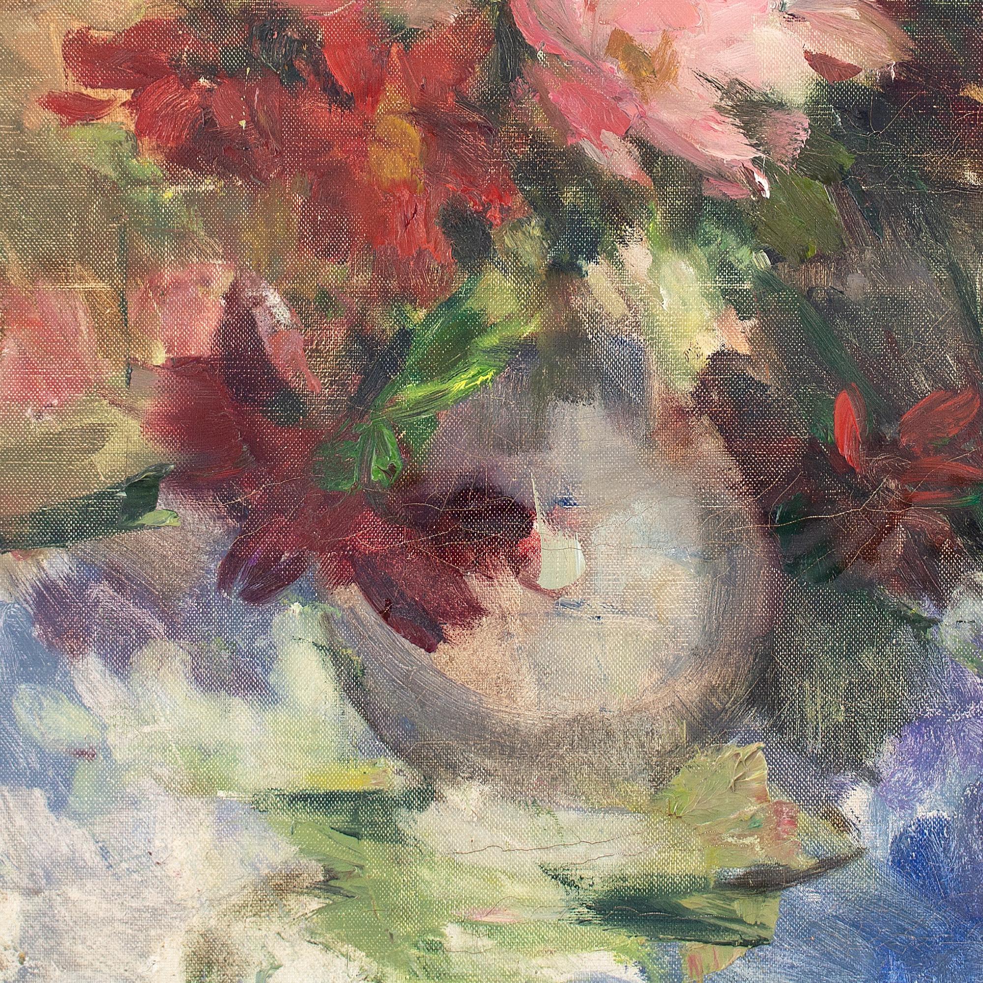 Victor Simonin, Vase de Fleurs, Oil Painting  For Sale 6