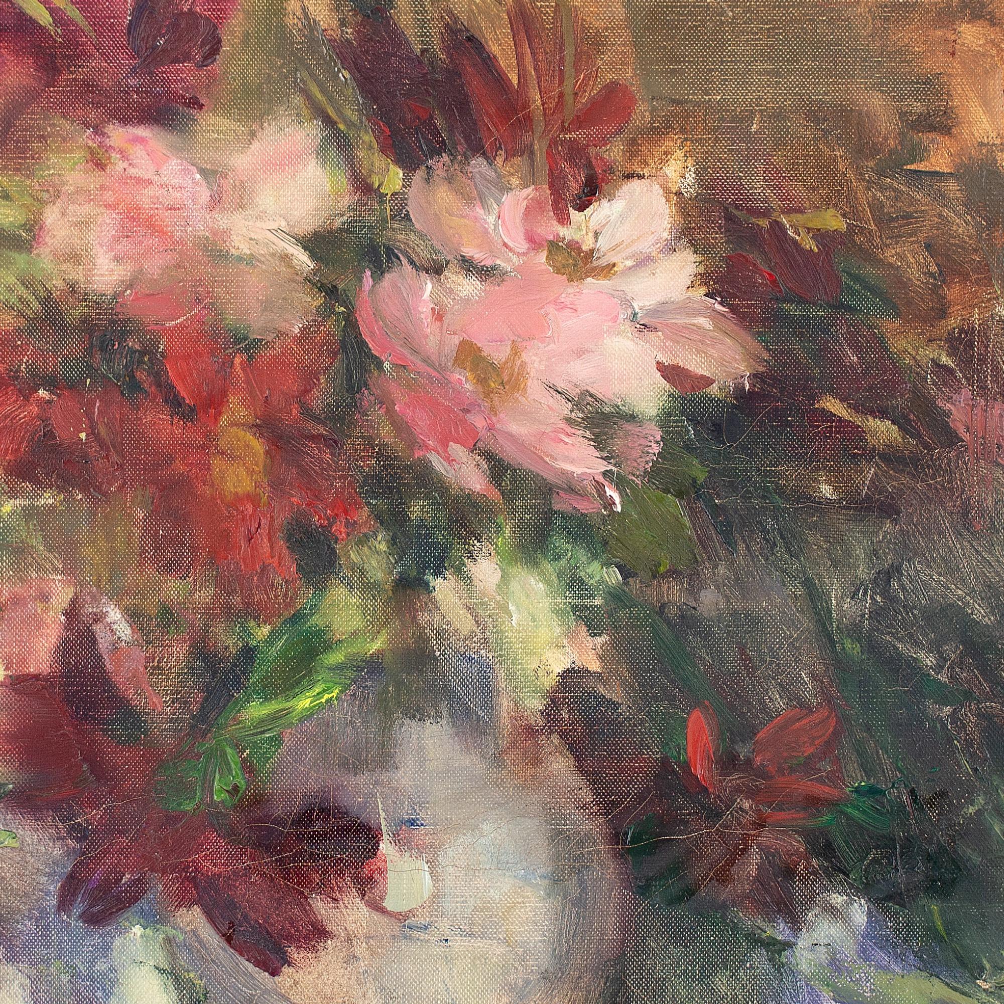 Victor Simonin, Vase de Fleurs, Oil Painting  For Sale 7