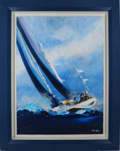 Americas Cup: Barca a vela - Olio originale su tela firmato da una mano