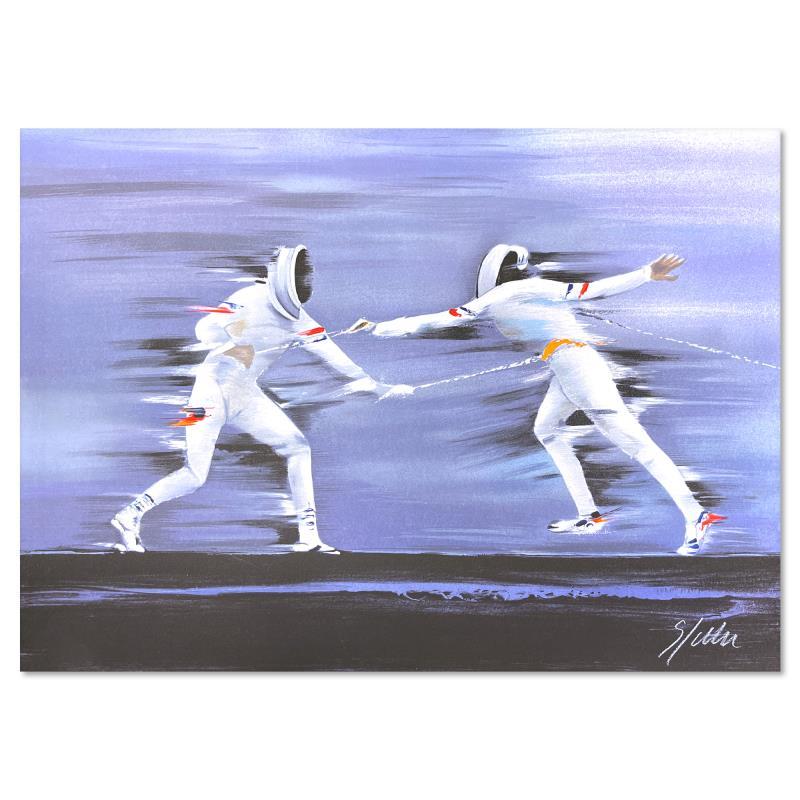 Victor Spahn Print – „Fencing“ handsignierte Lithographie in limitierter Auflage