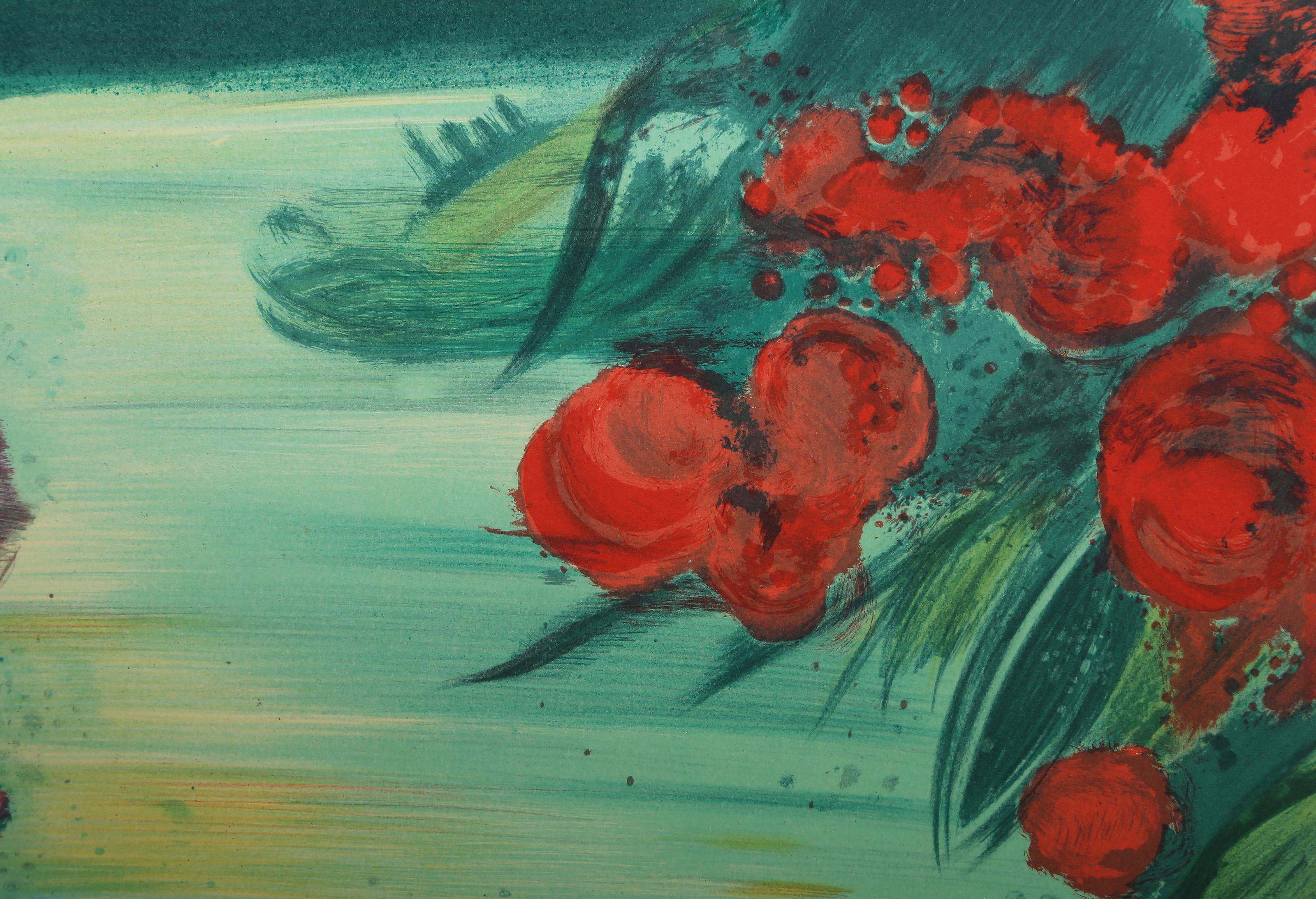 Scène de fleurs, lithographie moderne de Victor Spahn en vente 2