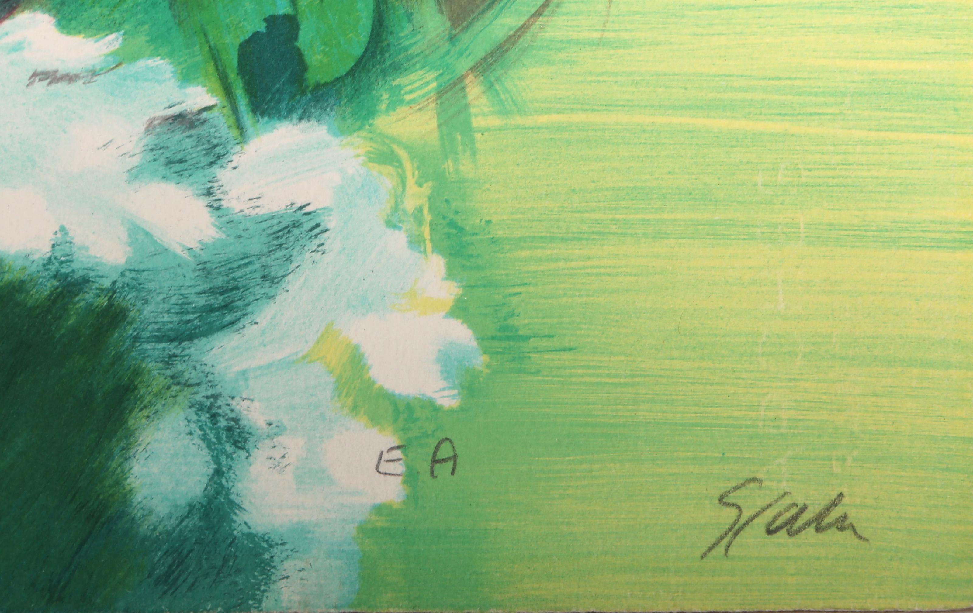 Scène de fleurs, lithographie moderne de Victor Spahn en vente 3