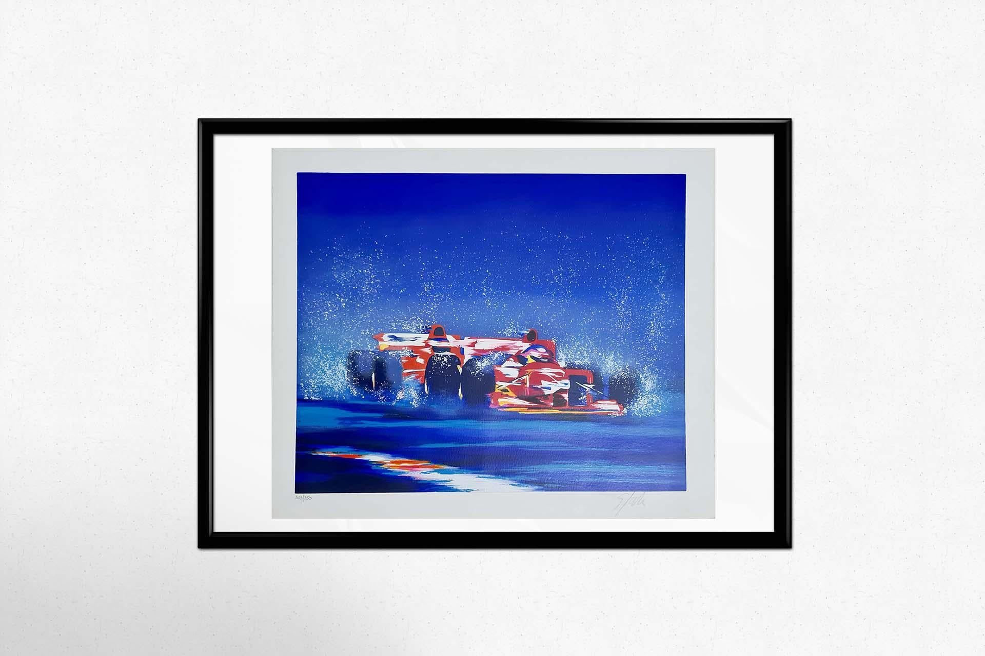 Original lithograph by Victor Spahn - Formula 1 race - Signed and numbered For Sale 3