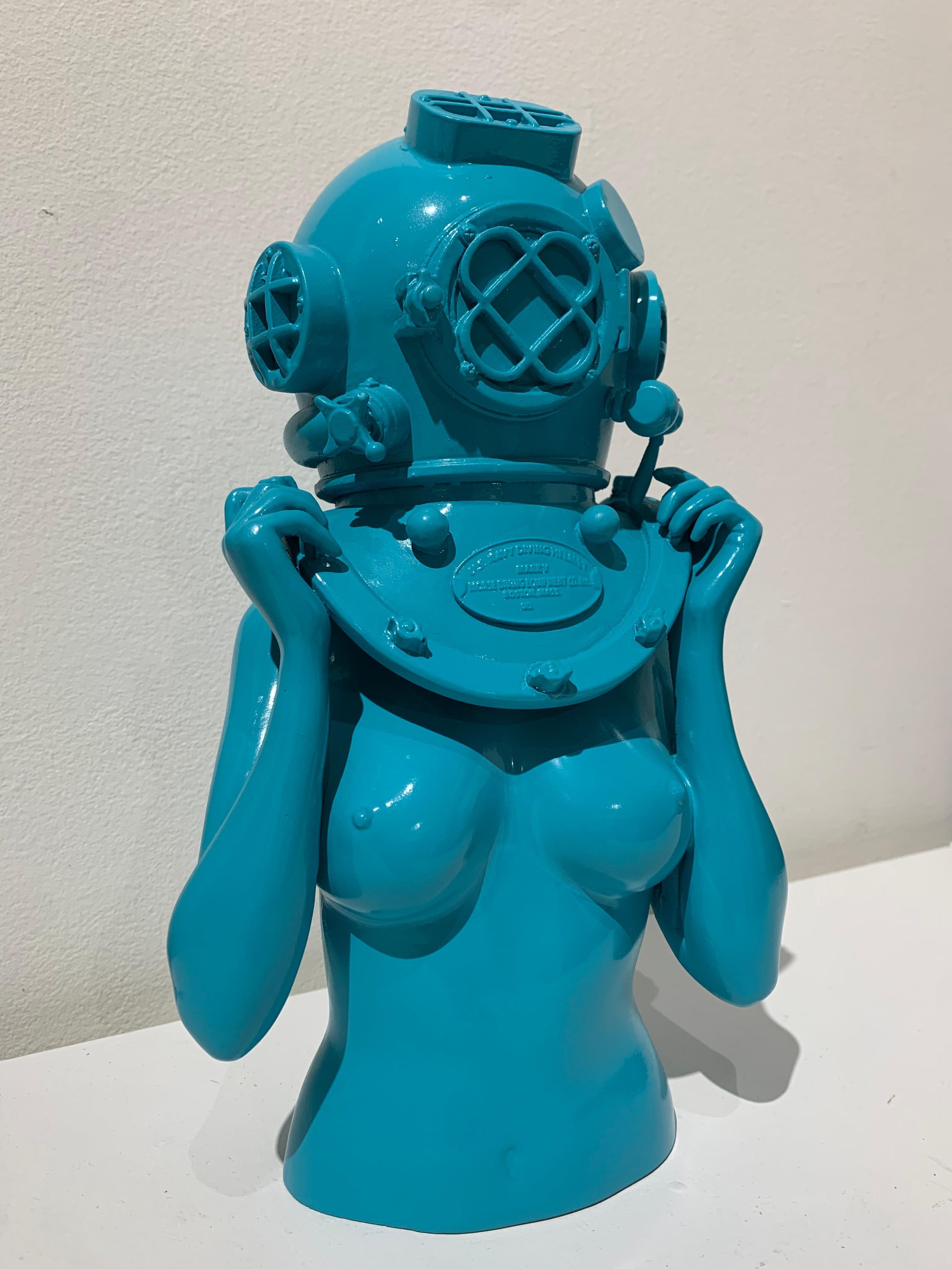 Victor Spinelli Nude Sculpture - Diver UP! Blue Resin