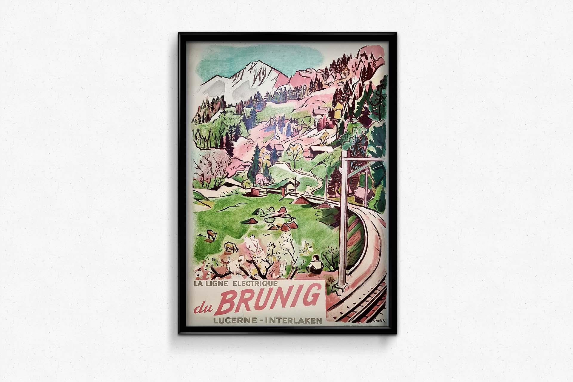 1948 Original poster by Surbek La ligne électrique du Brunig-Lucerne Interlaken For Sale 2