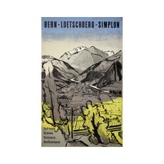 Circa 1950 Swiss travel poster by Surbek for Bern–Lötschberg–Simplon railway