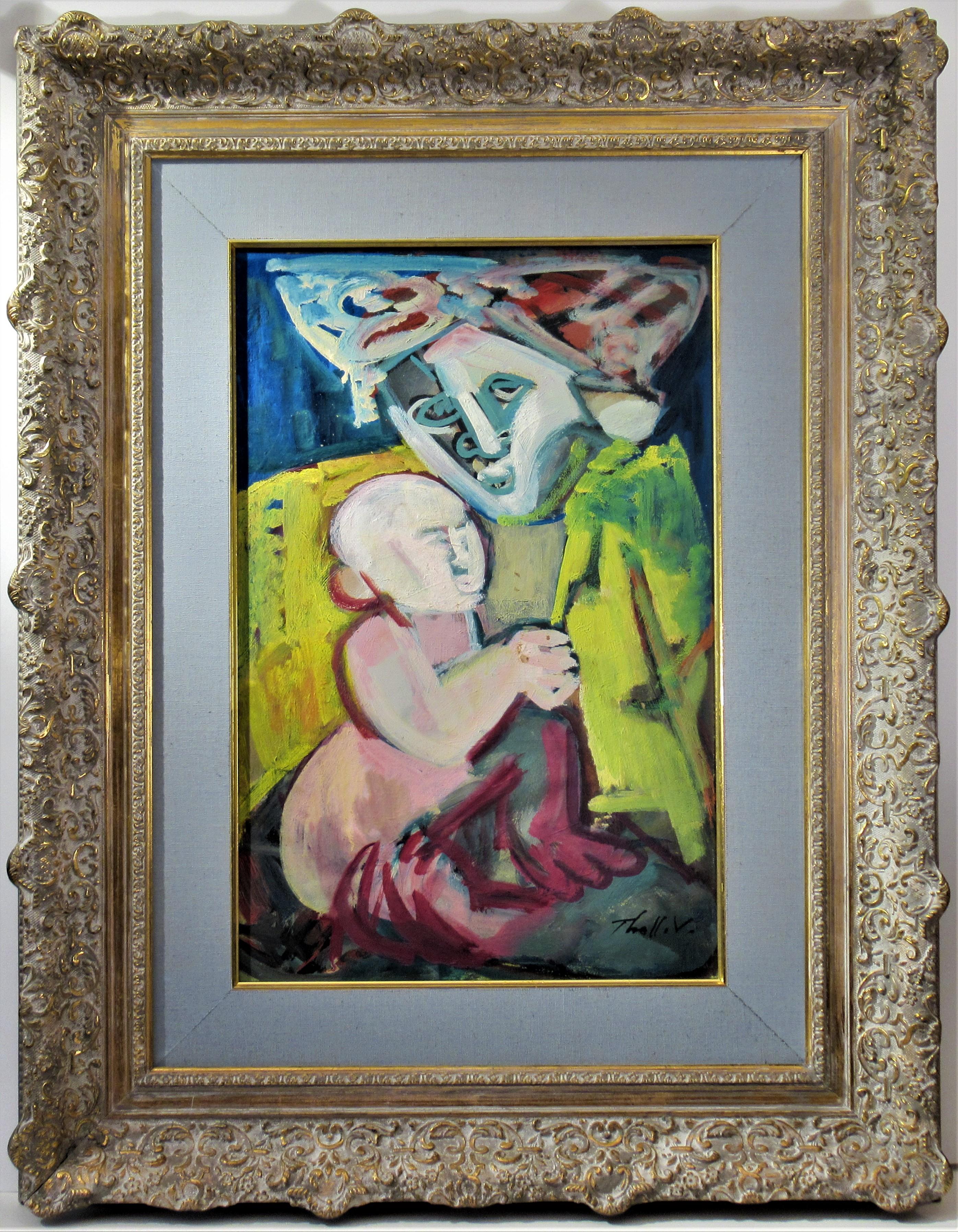 Victor Thall Figurative Painting - Mother and Child, expressionist painting