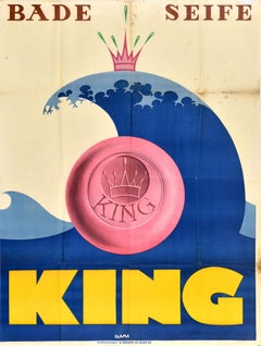 Original Antique Advertising Poster King Bath Soap Bar Bade Seife Hygiene Health