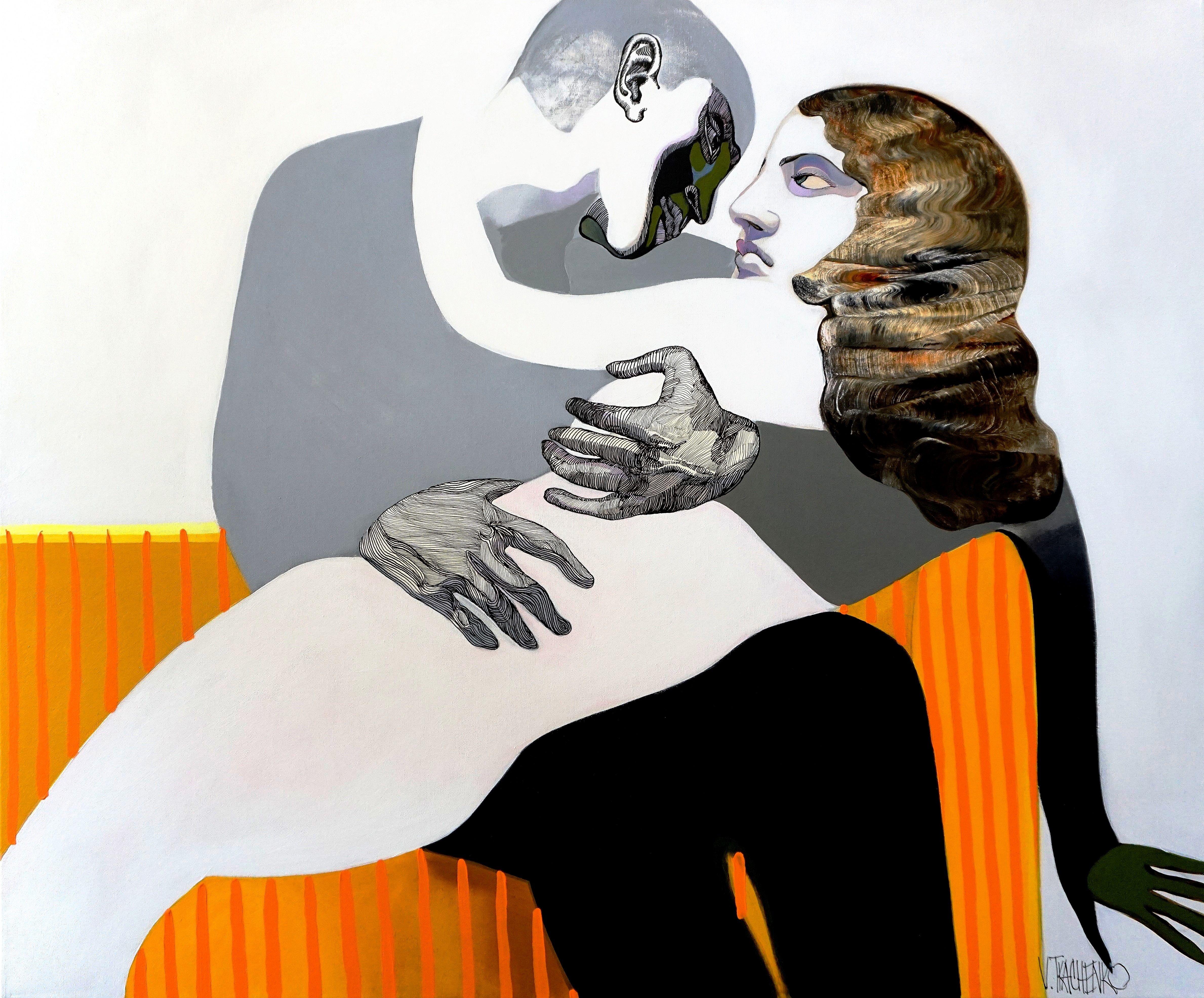 Afterkiss, Pittura, Acrilico su tela - Painting di Victor Tkachenko