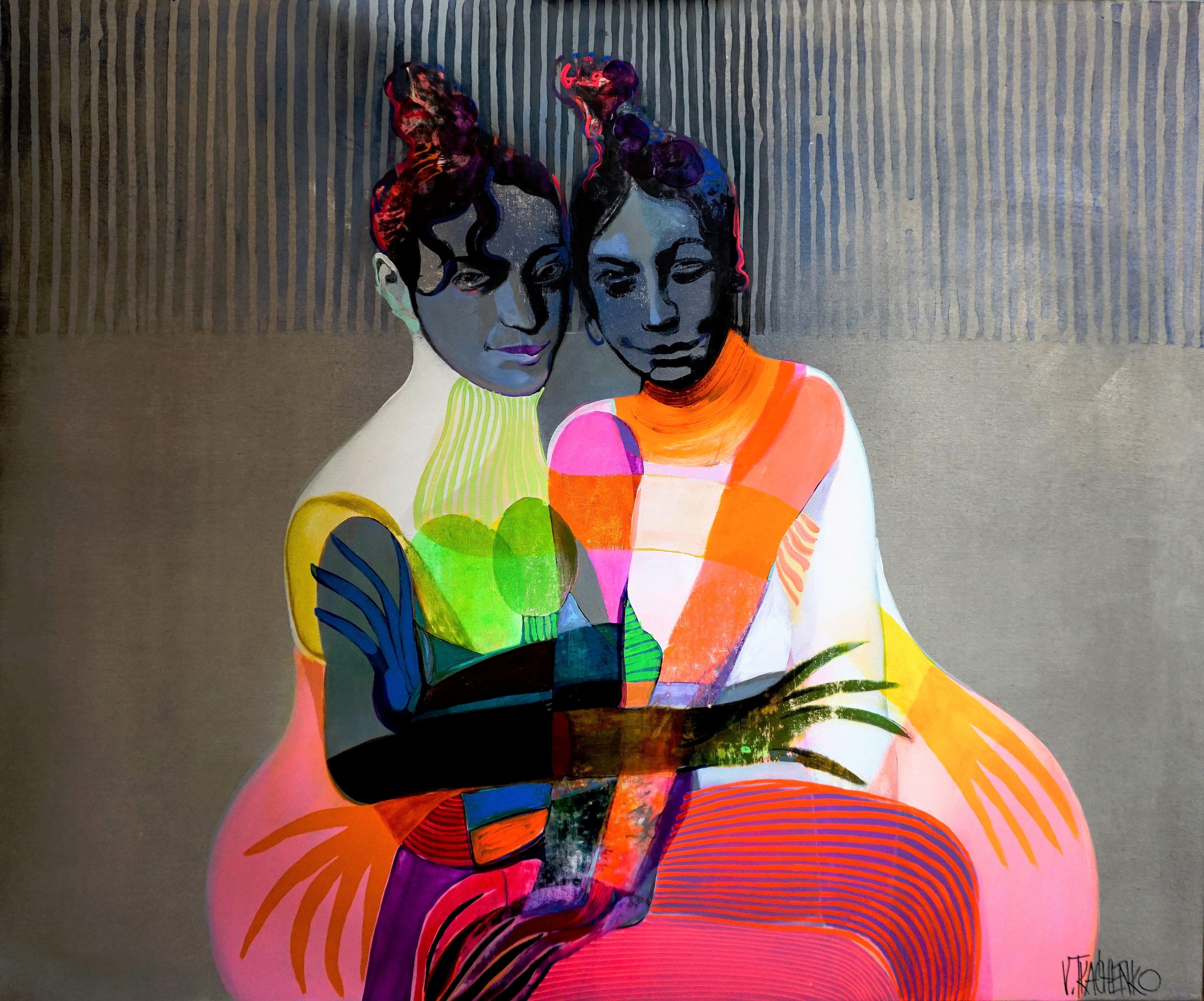 Danseurs de flamenco, peinture, acrylique sur toile - Painting de Victor Tkachenko