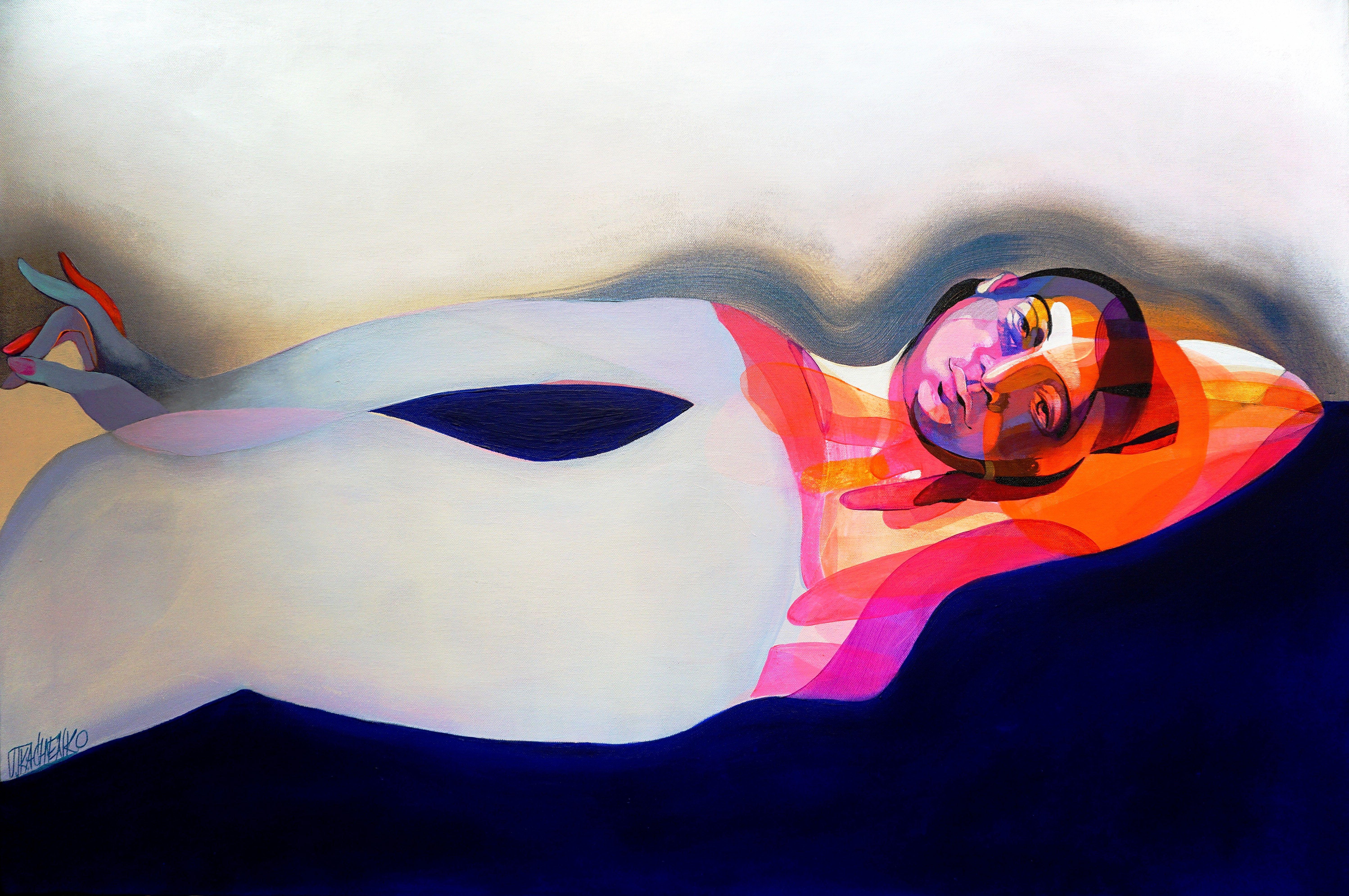 Ombra rossa, Pittura, Acrilico su tela - Painting di Victor Tkachenko