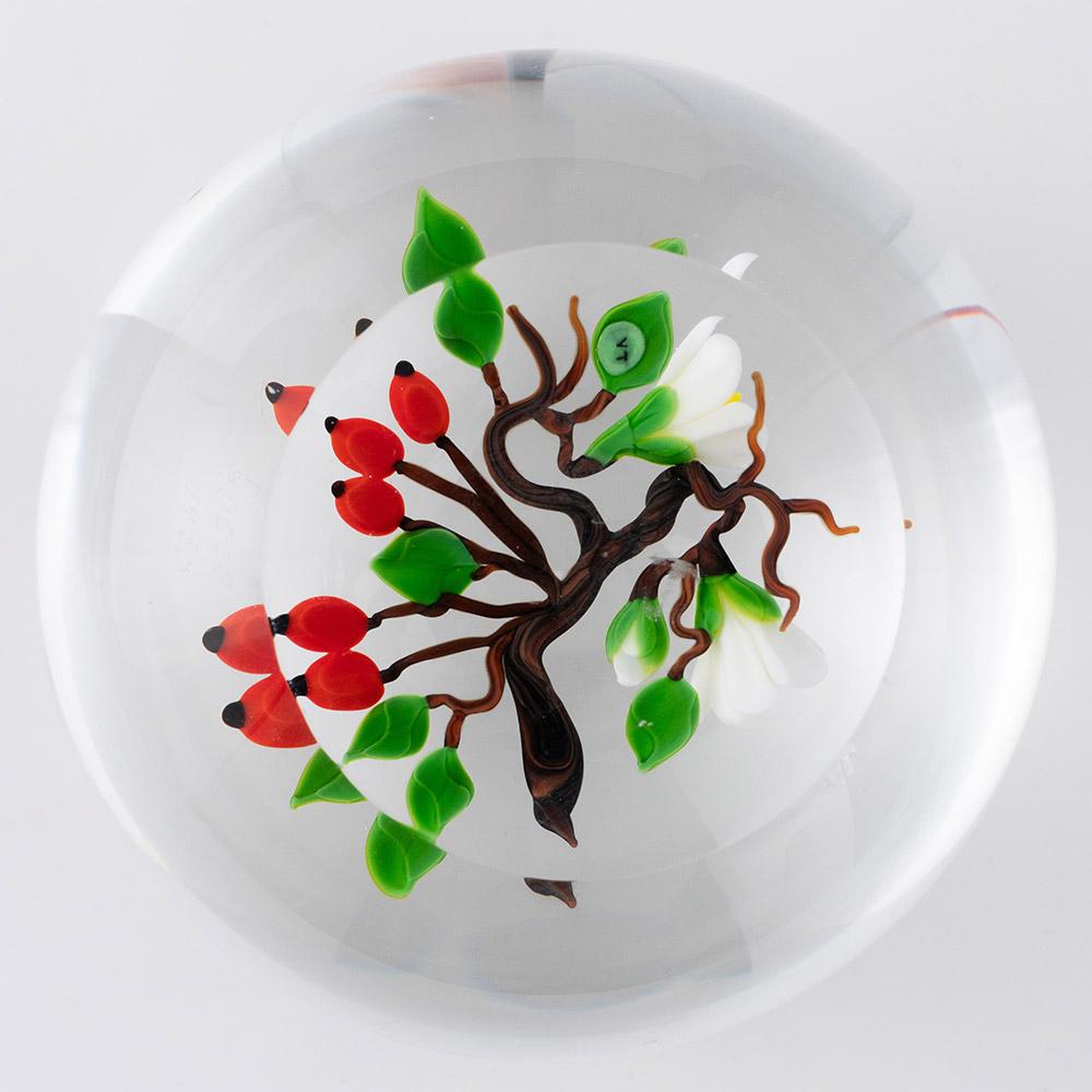 Fin du 20e siècle Victor Trabucco Presse-papier Lampworks Wild Rose 1988 en vente