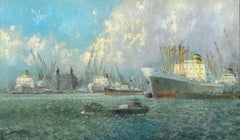 'Old Harbour, Rotterdam' by Victor Trip (Yogyakarta 1913 – 1975 Rotterdam)
