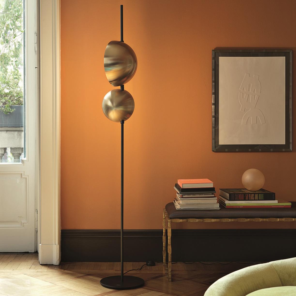 Mid-Century Modern Victor Vaisilev Brass Floor Lamp 'Superluna' by Oluce