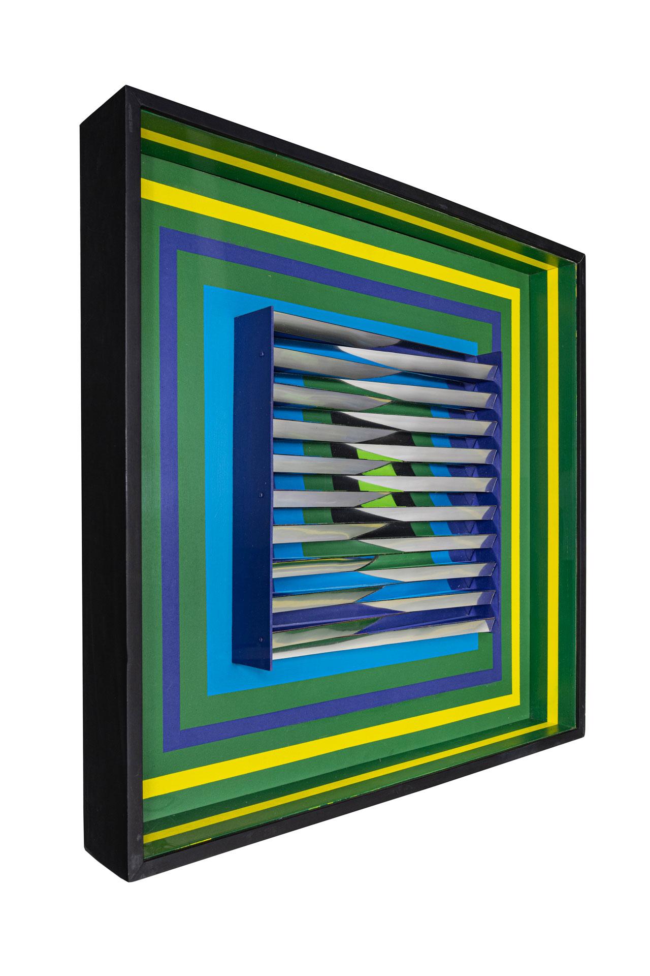 Victor Valera - Vctor Valera, Ombrie, 1975, bois et vinyle polychromés, 68  x 68 x 10 cm En vente sur 1stDibs