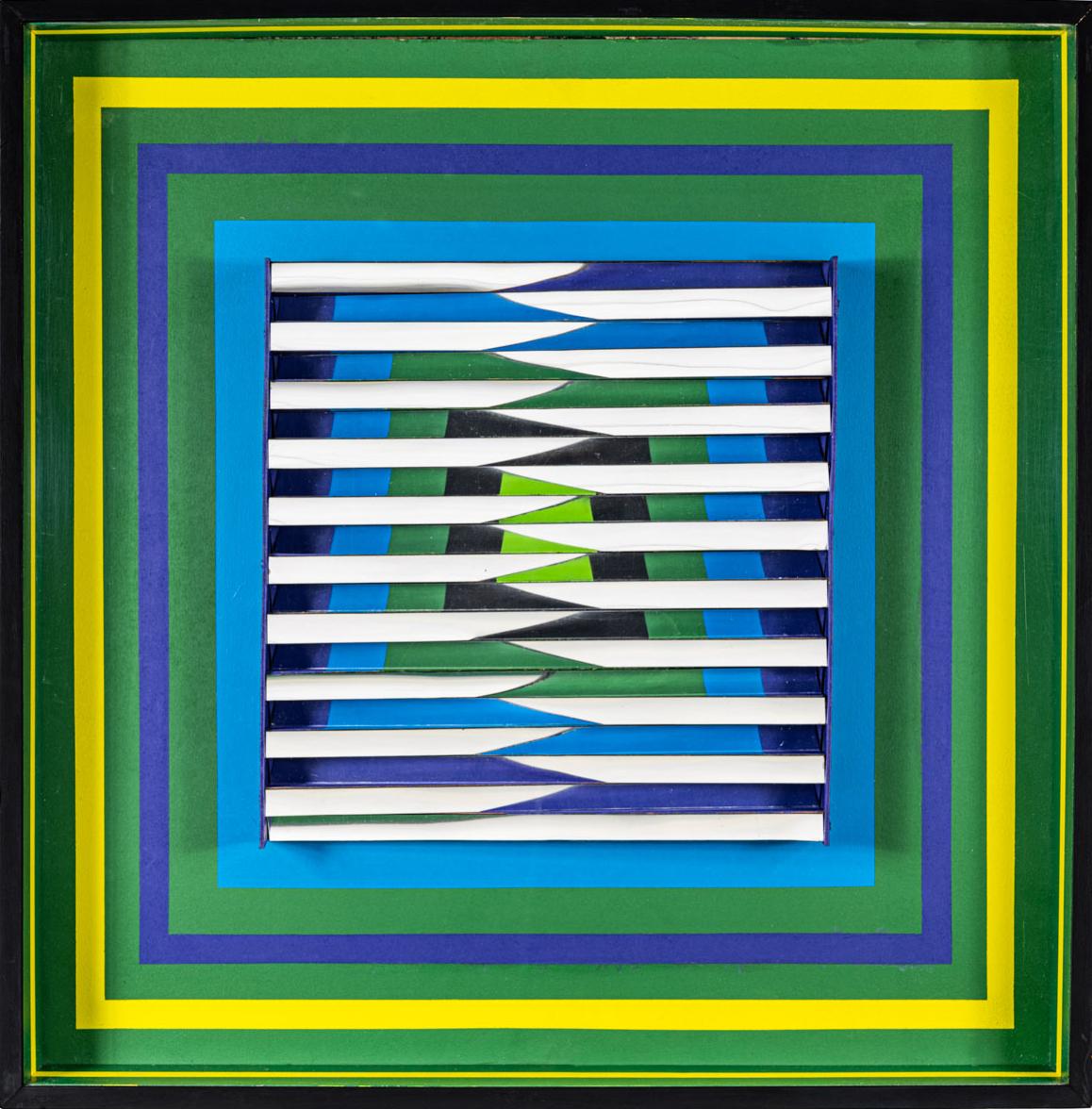 Victor Valera Abstract Painting - Víctor Valera, Umbria, 1975, Polychromed wood and vinyl, 68 x 68 x 10 cm 