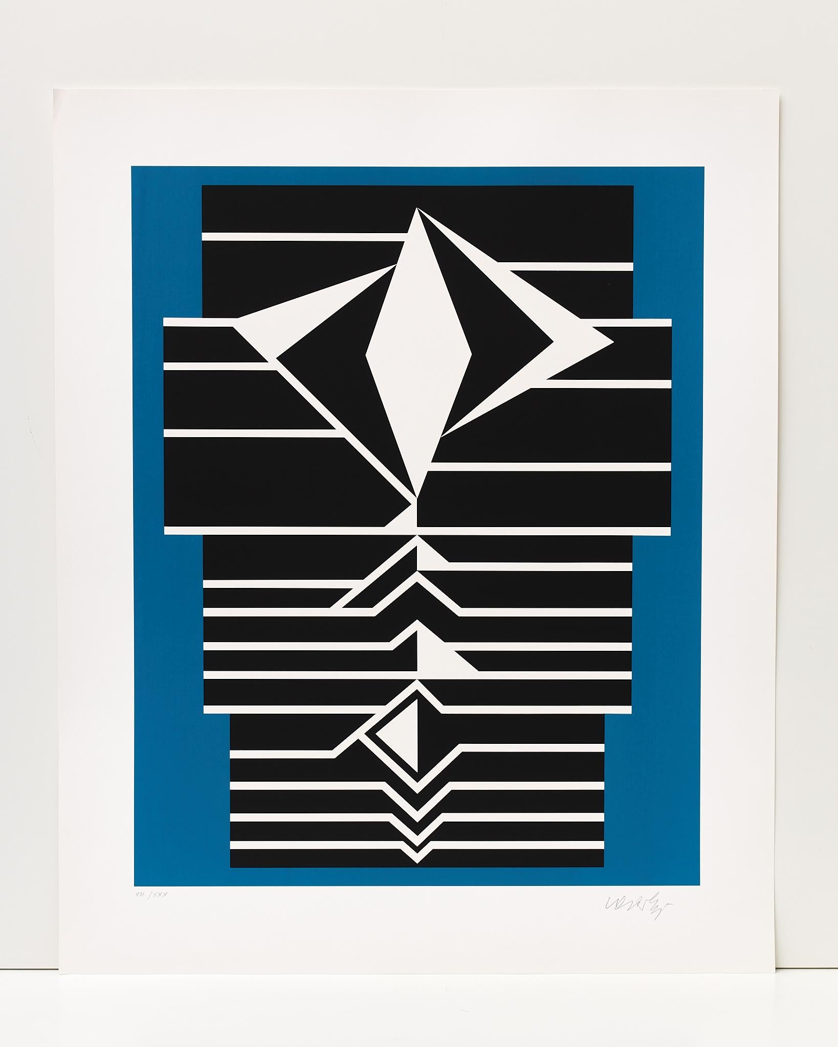 Victor Vasarely - Les années cinquante, 1989
Serigrafia su carta
Firmato, numerato XIII / XXX
Dimensioni: 70 x 57 cm 
Pubblicato da Pesti Muhely, Budapest
