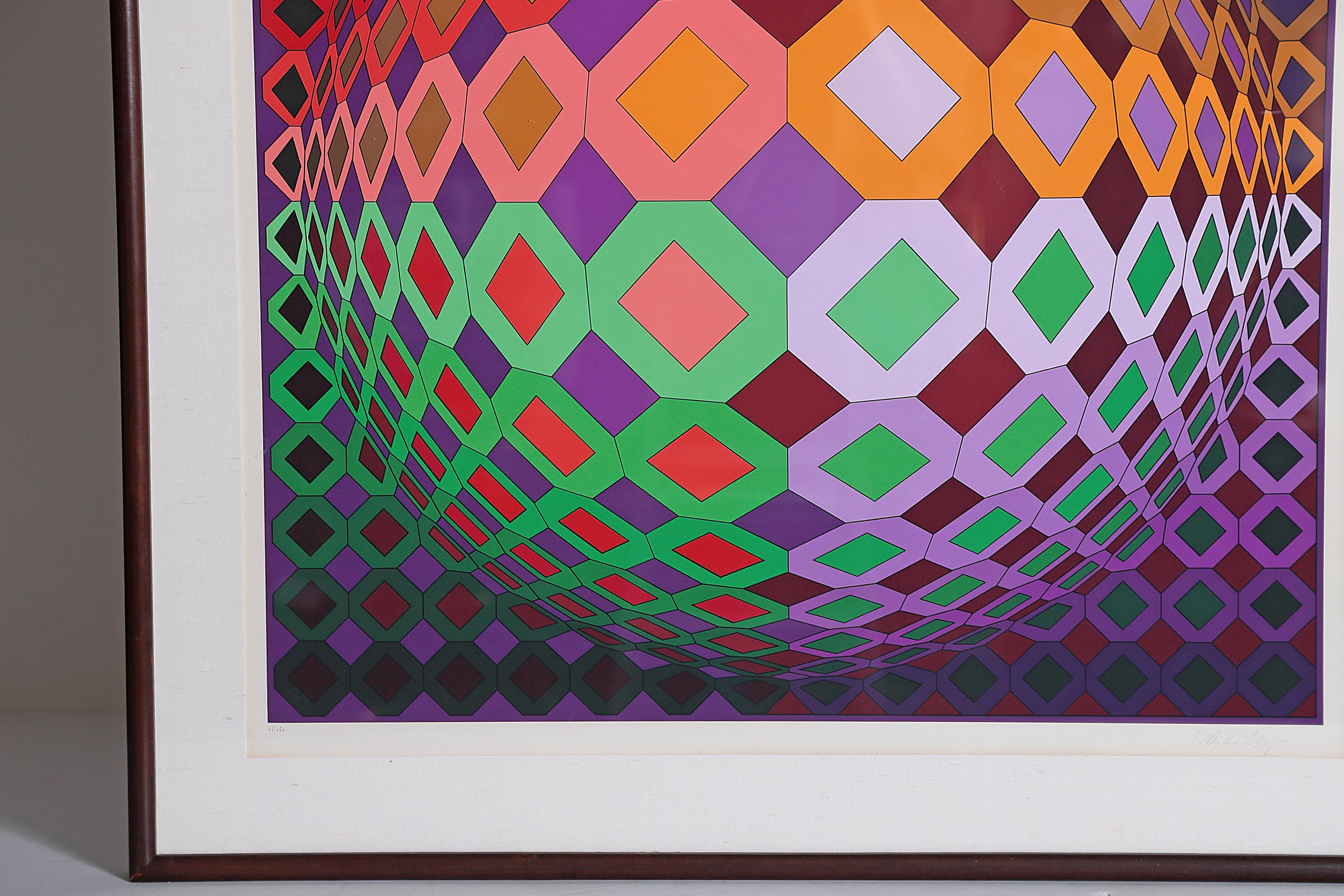 Mid-Century Modern Victor Vasarely Vega-Dombokta '1978' Screenprint in Colors 45/250