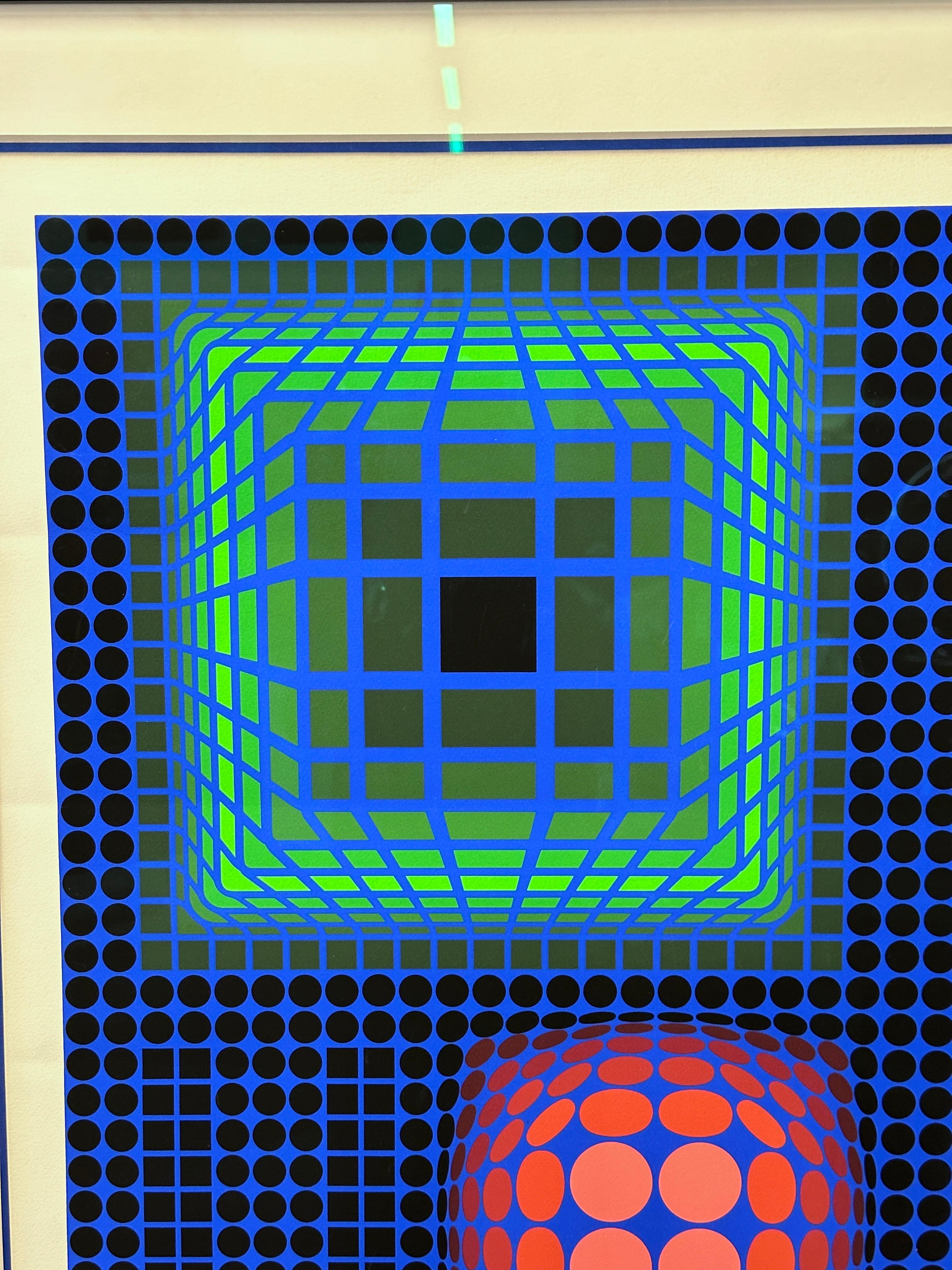 Victor Vasarely 1970’s Screenprint Silkscreen Sphere and Cube Signed & Numbered 6