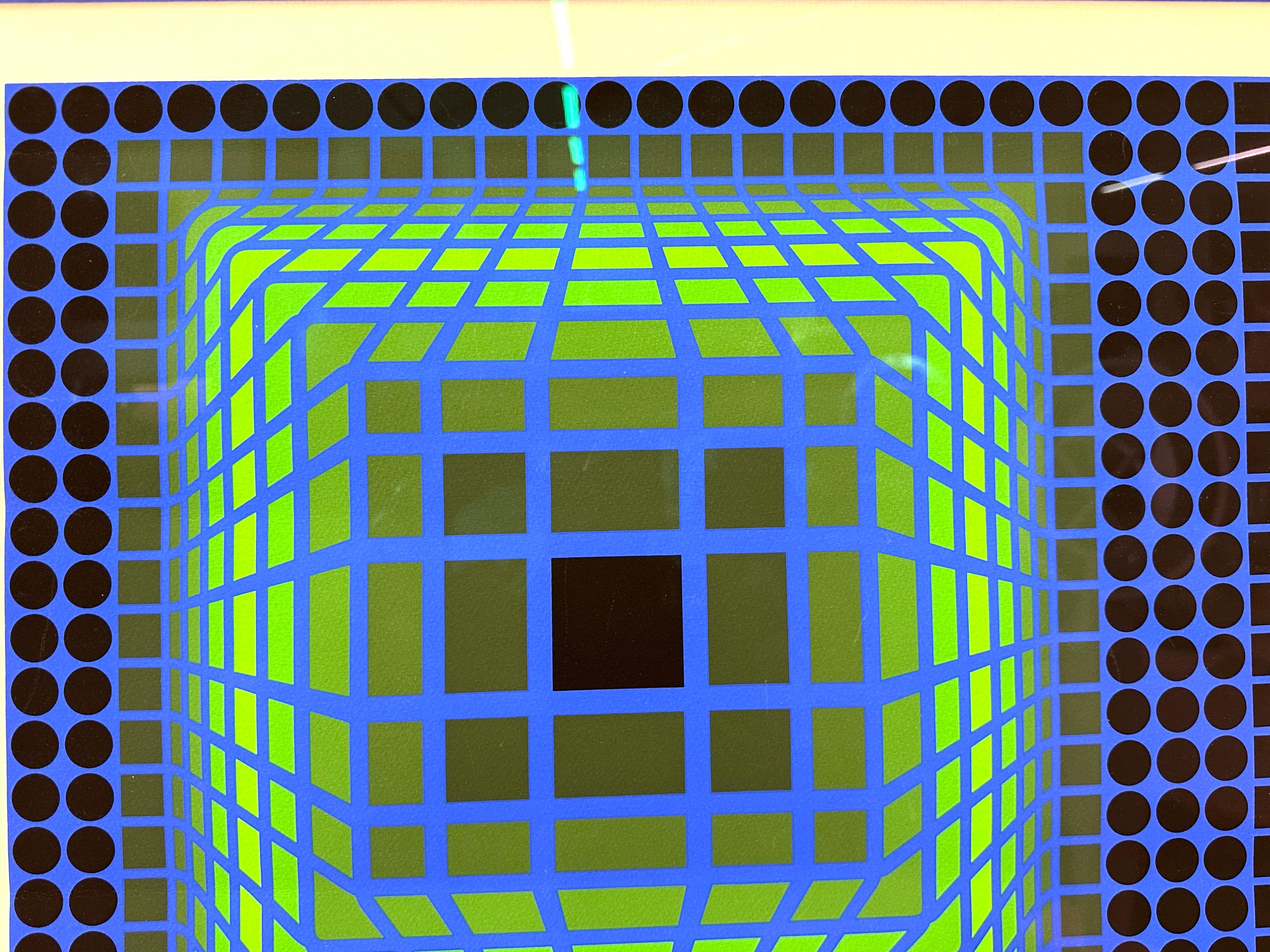 Late 20th Century Victor Vasarely 1970’s Screenprint Silkscreen Sphere and Cube Signed & Numbered