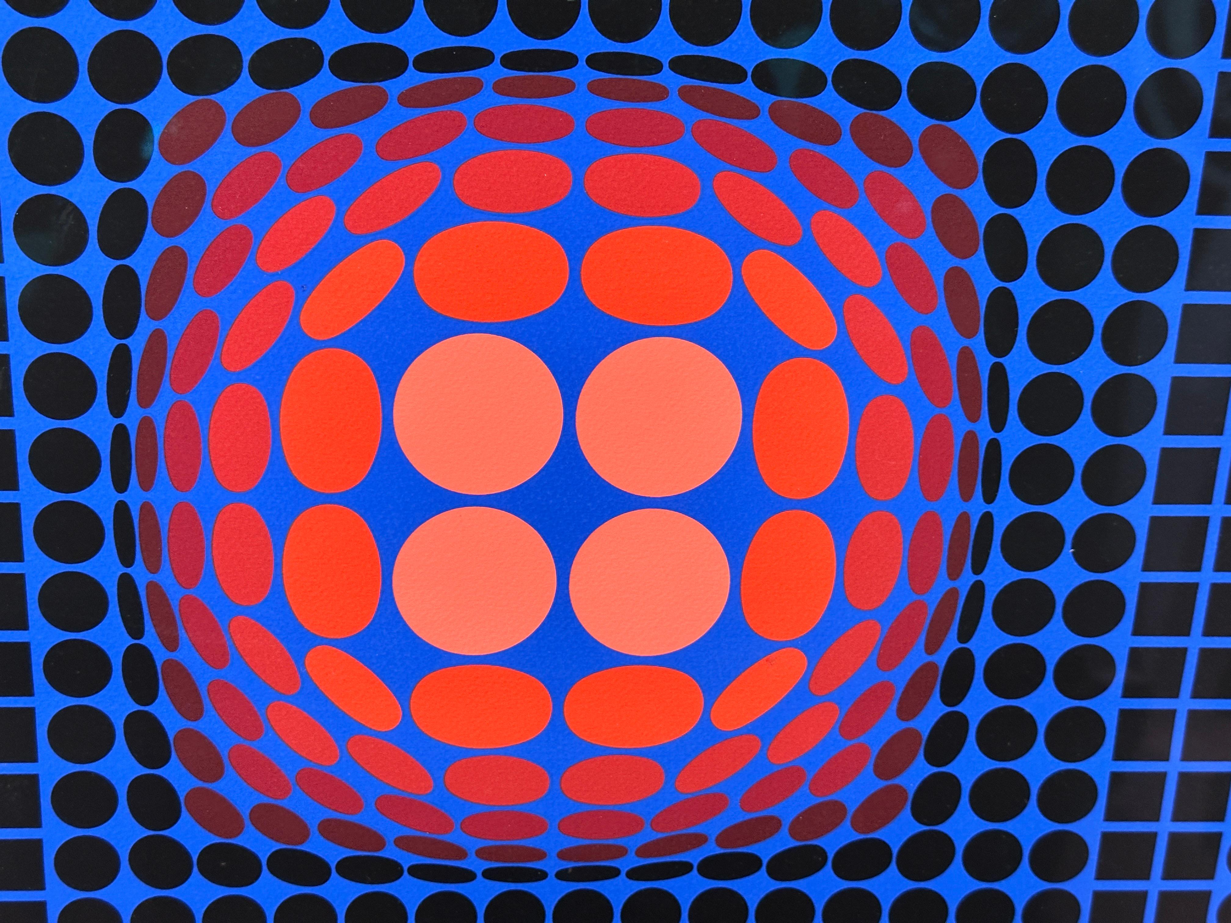 Paper Victor Vasarely 1970’s Screenprint Silkscreen Sphere and Cube Signed & Numbered