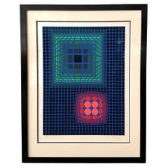 Victor Vasarely 1970’s Screenprint Silkscreen Sphere and Cube Signed & Numbered