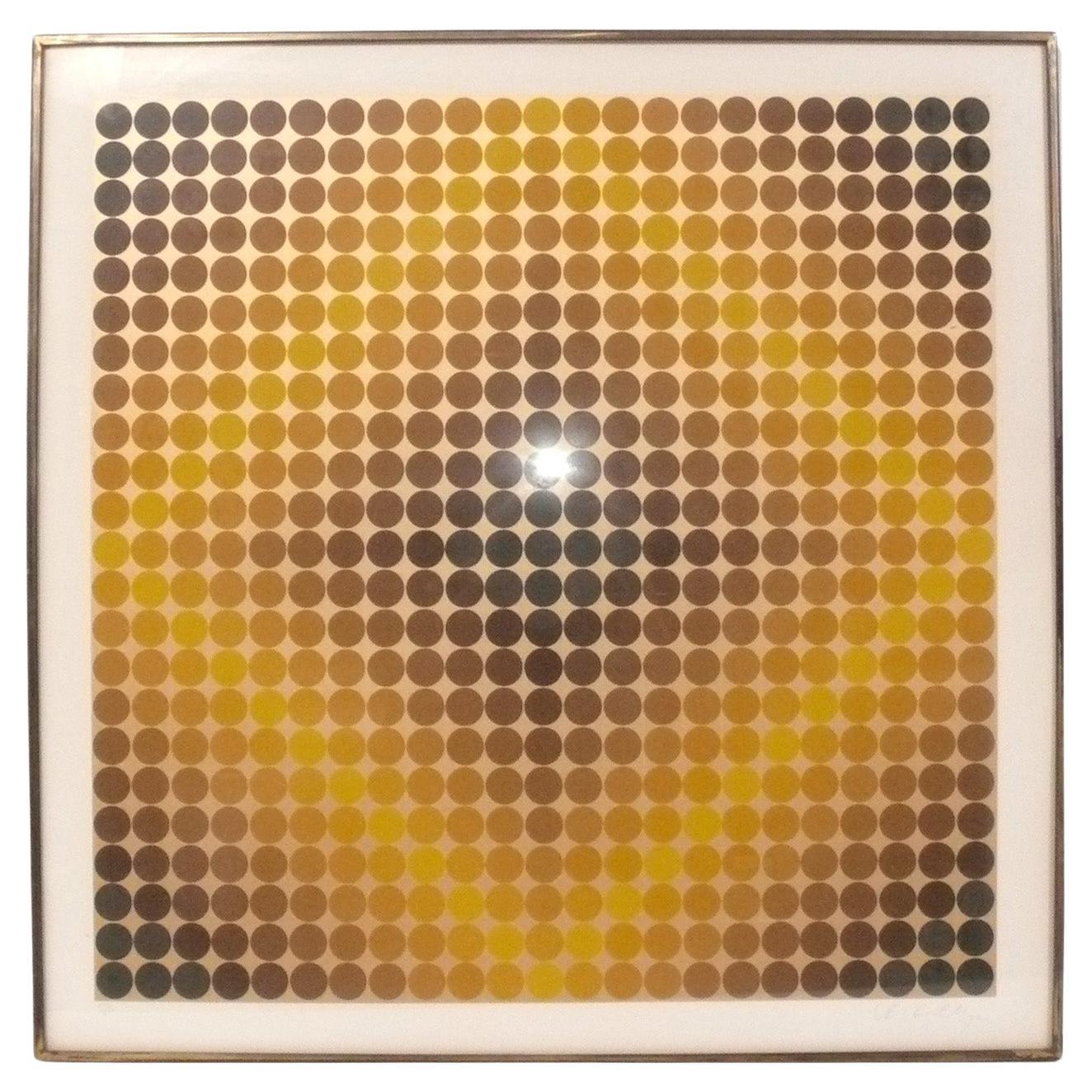 Victor Vasarely Sérigraphie abstraite en couleur 27" x 27" Art Moderne du Milieu du Siècle