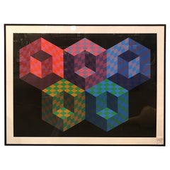 Victor Vasarely Abstract Vintage Lithograph