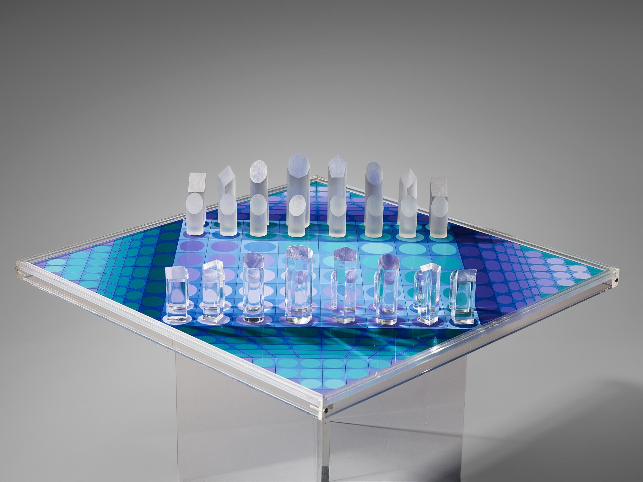 Post-Modern Victor Vasarely Artistic Chess Set, 1979