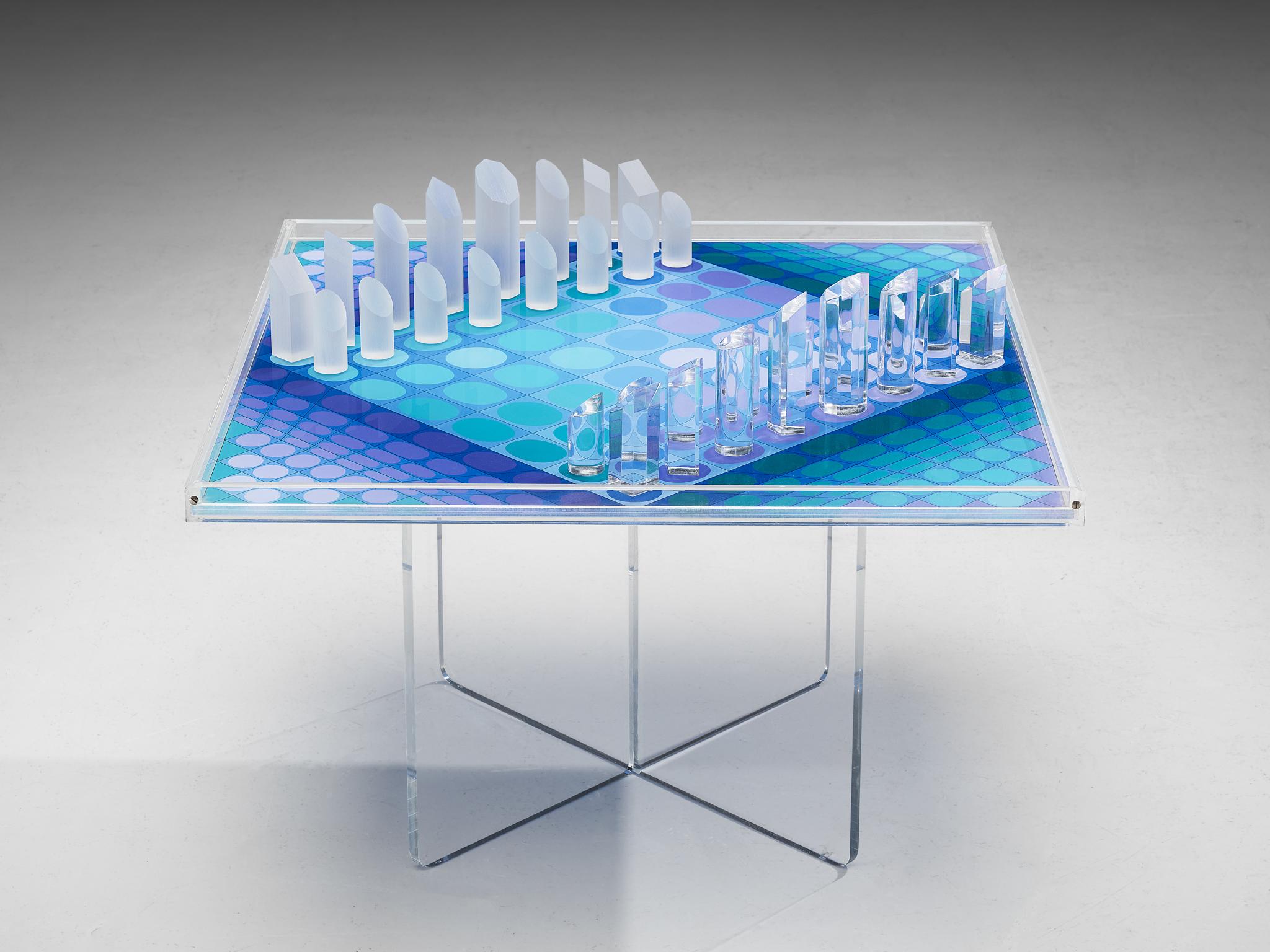 Post-Modern Victor Vasarely Artistic Chess Set  For Sale