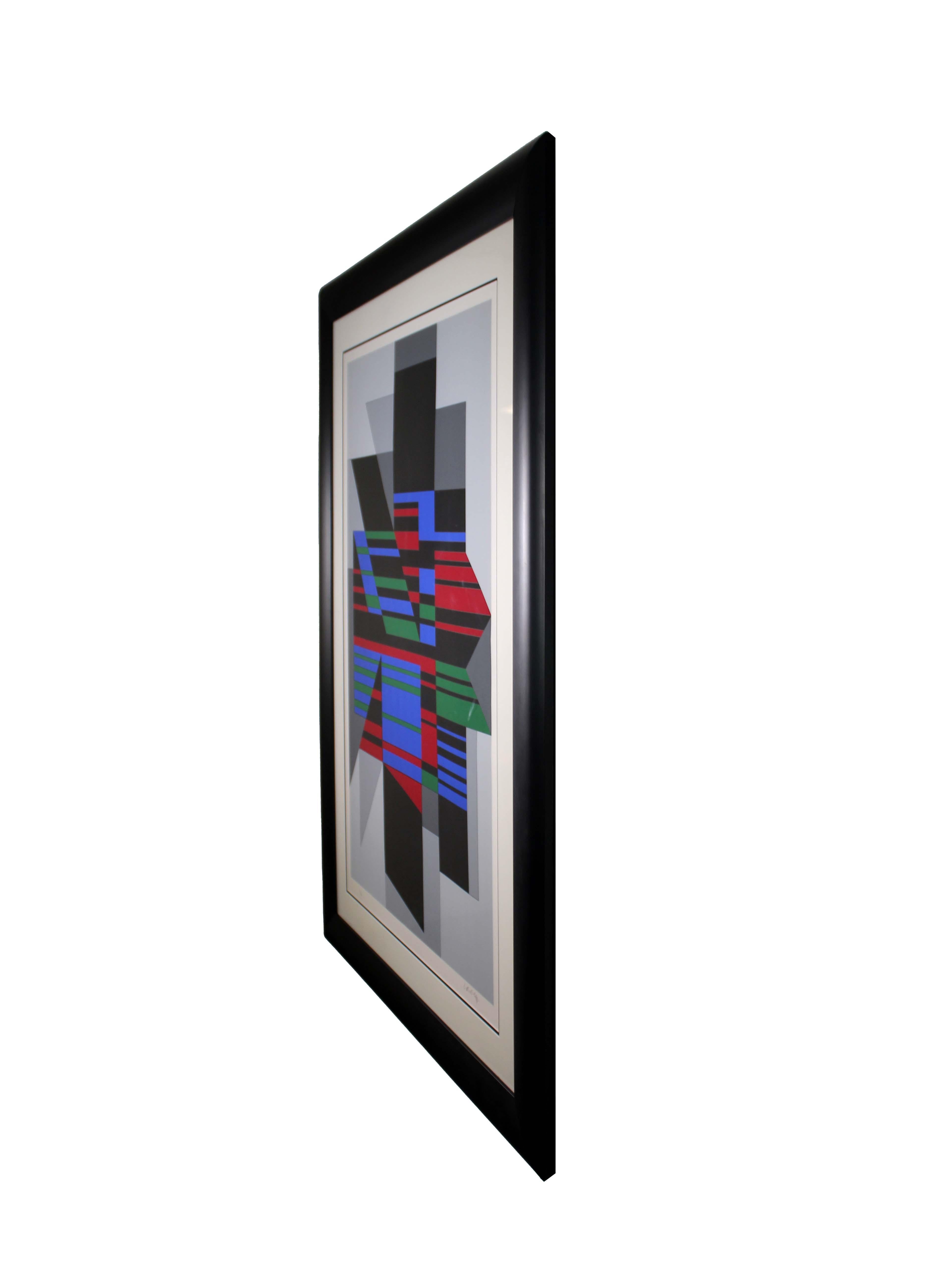 Victor Vasarely Attika Signed Op Art Geometric Modern Serigraph 228/300 Framed In Good Condition In Keego Harbor, MI
